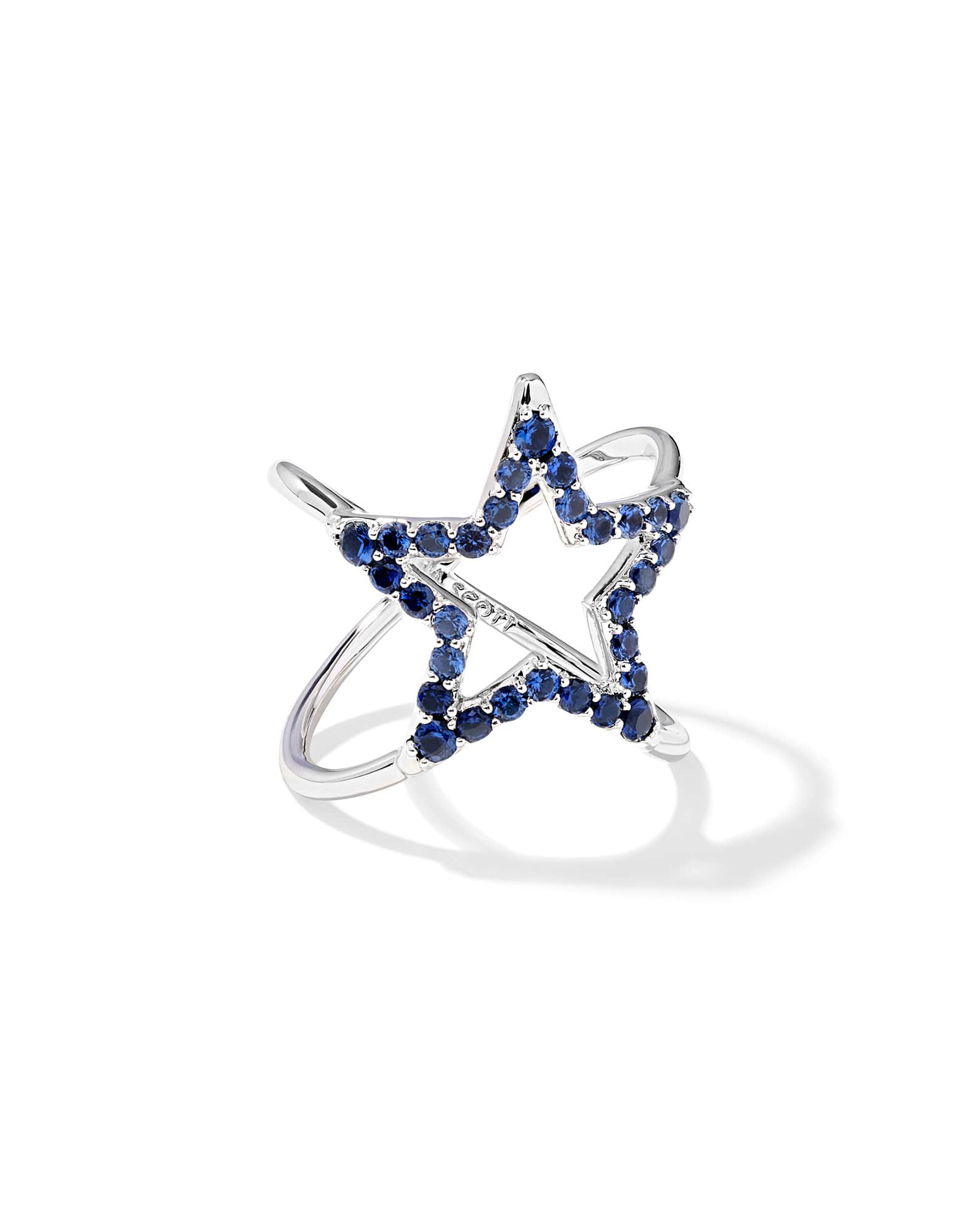 Darcy Silver Double Band Ring in Blue Crystal