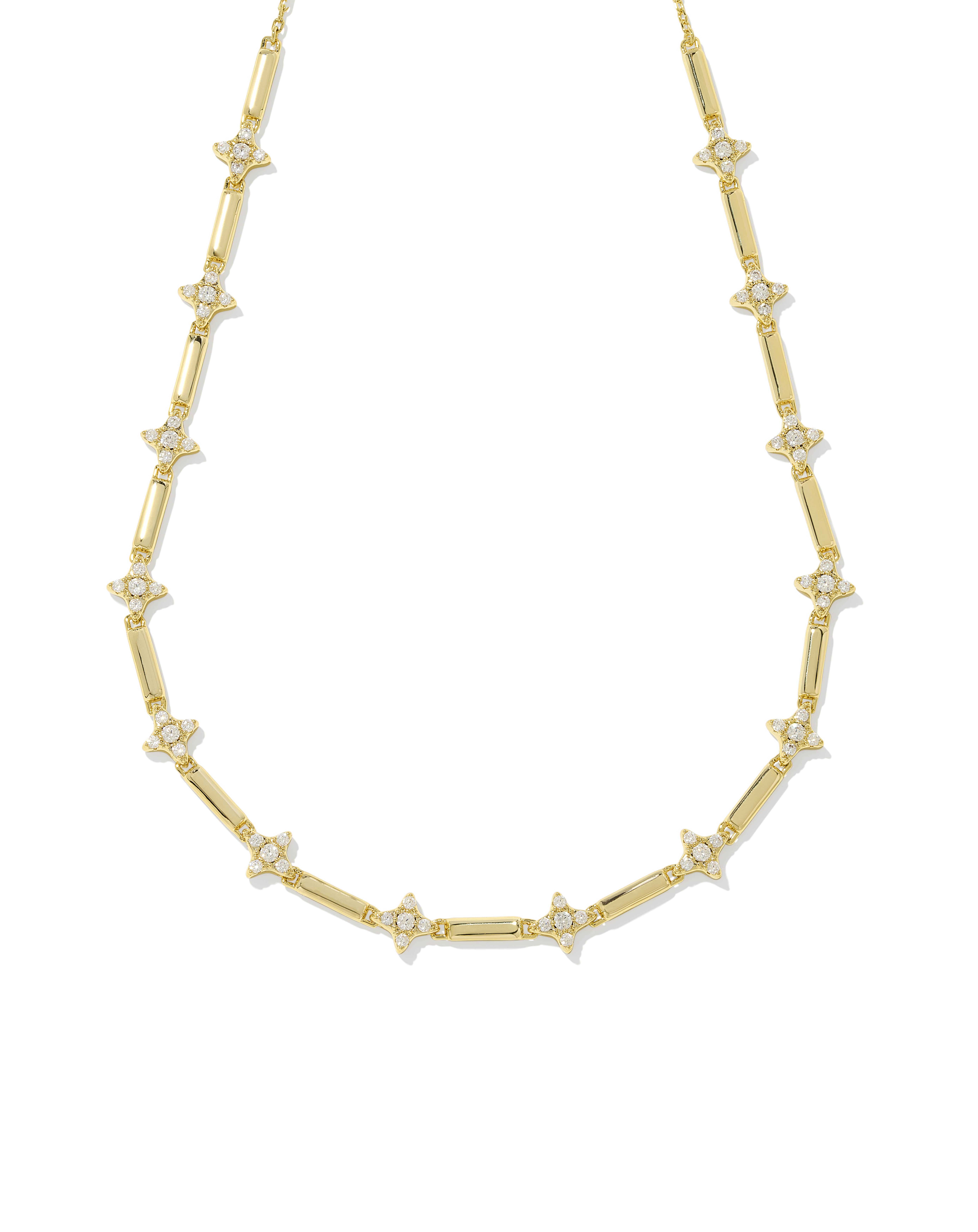 Holland Gold Strand Necklace in White CZ