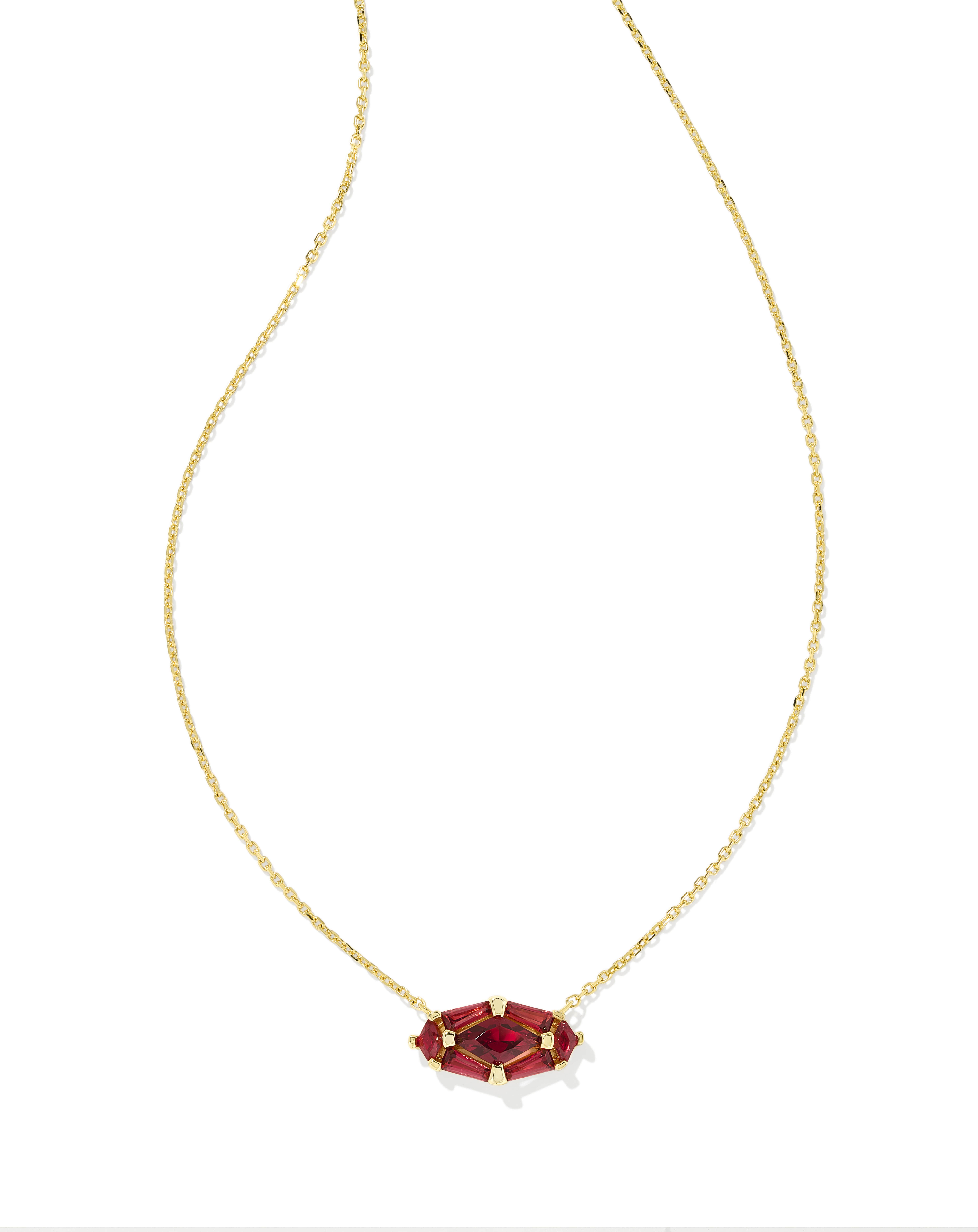 Lindy Rae Elisa Gold Short Pendant Necklace in Red Crystal