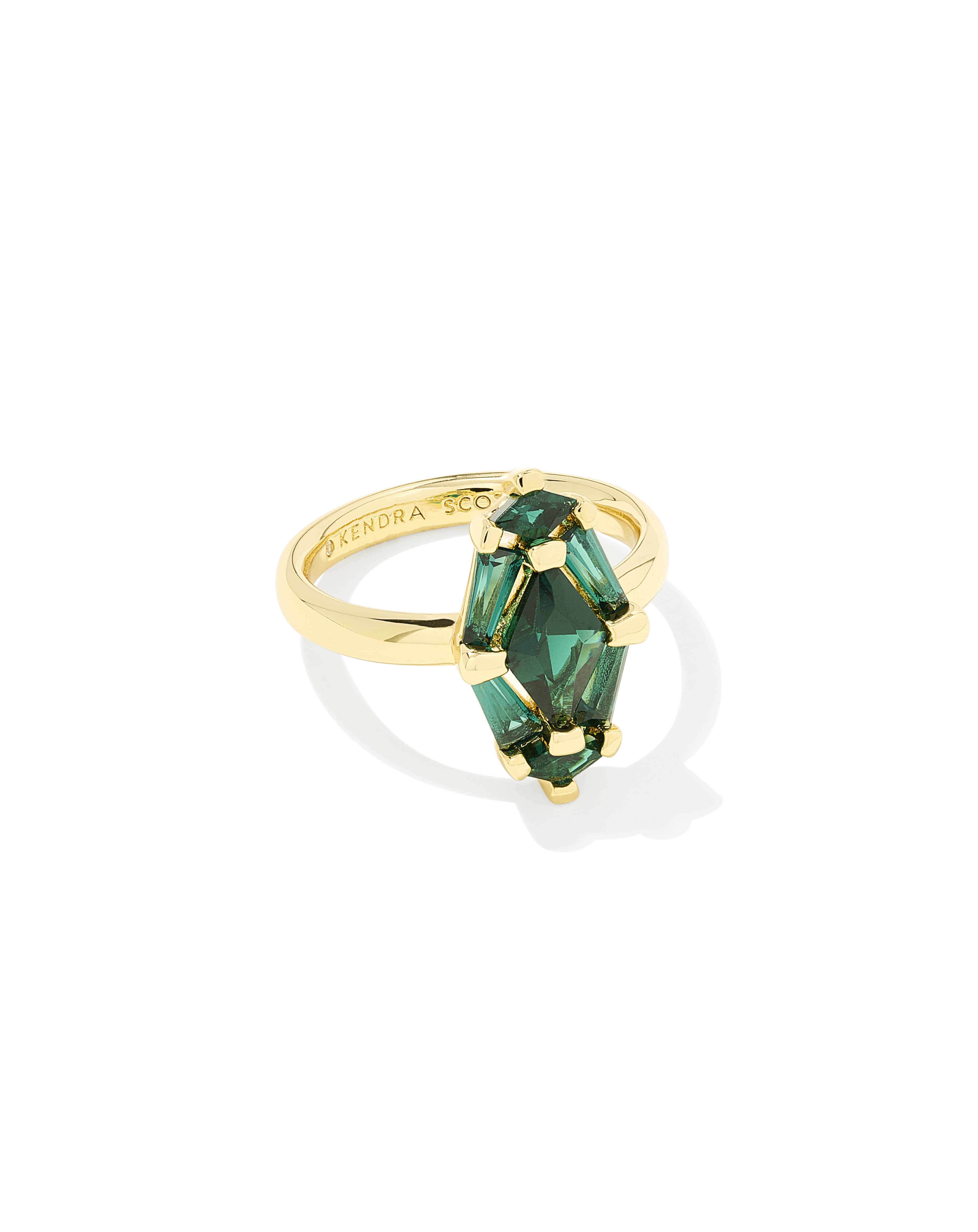 Lindy Rae Elyse Gold Cocktail Ring in Green Crystal