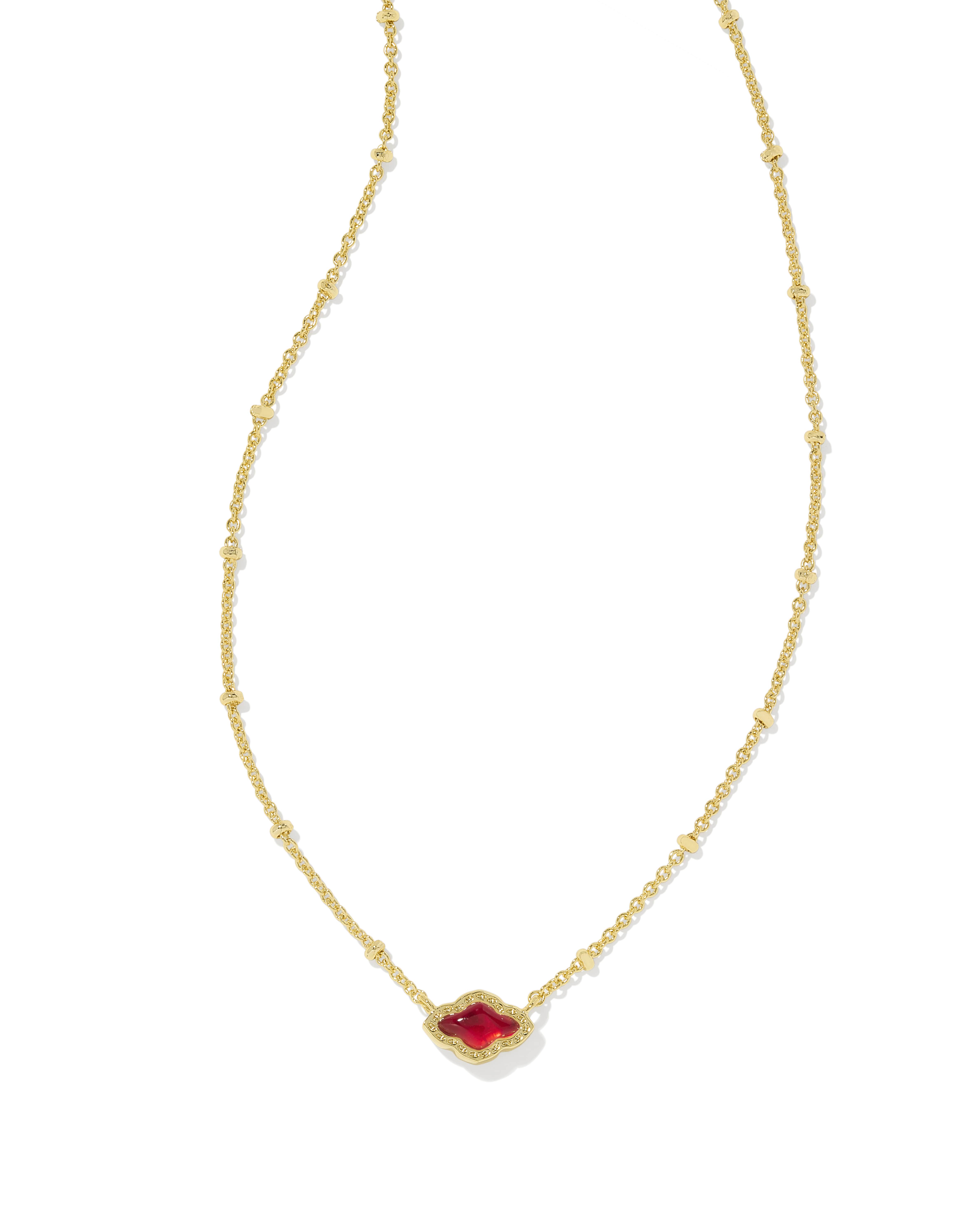 Mini Abbie Gold Satellite Short Pendant Necklace in Cranberry Illusion