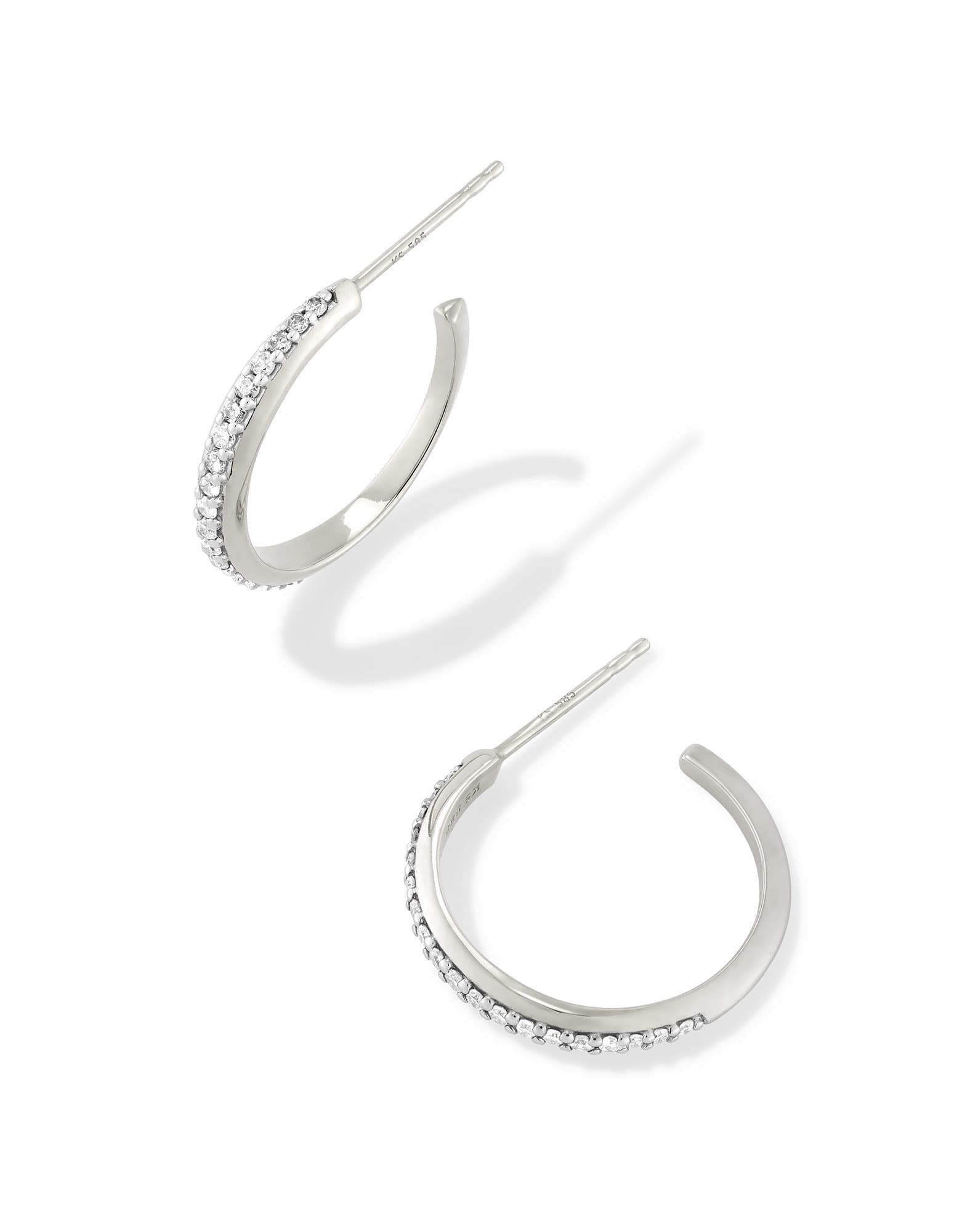 0.24 ct Ines 14k White Gold Pave Small Hoop Earrings in White Diamond