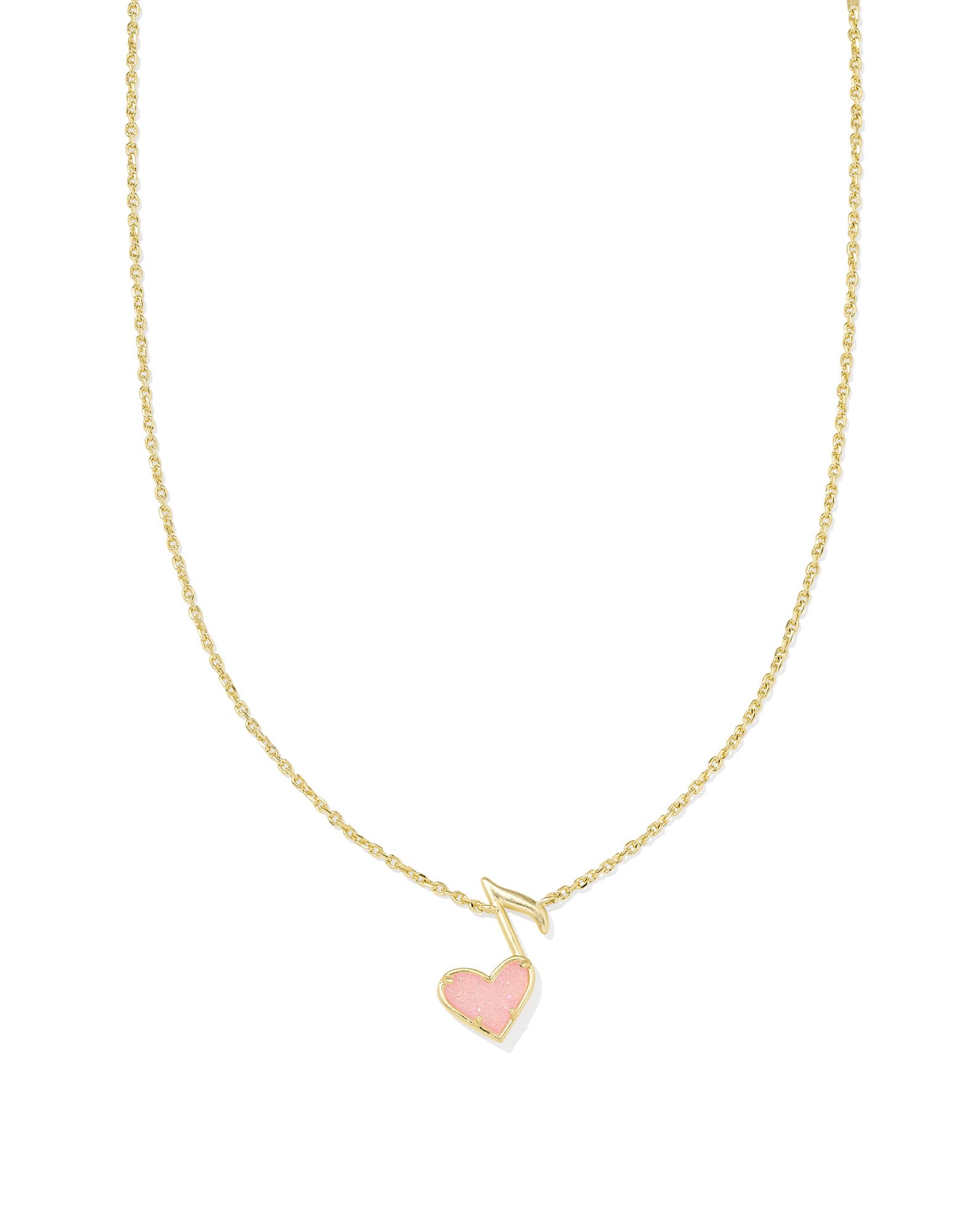 Dolly Parton x Kendra Scott Gold Ari Heart Music Note Short Pendant Necklace in Light Pink Drusy