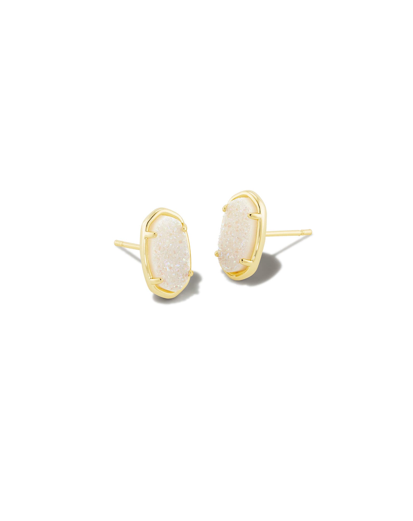 Grayson Gold Stud Earrings in Iridescent Drusy