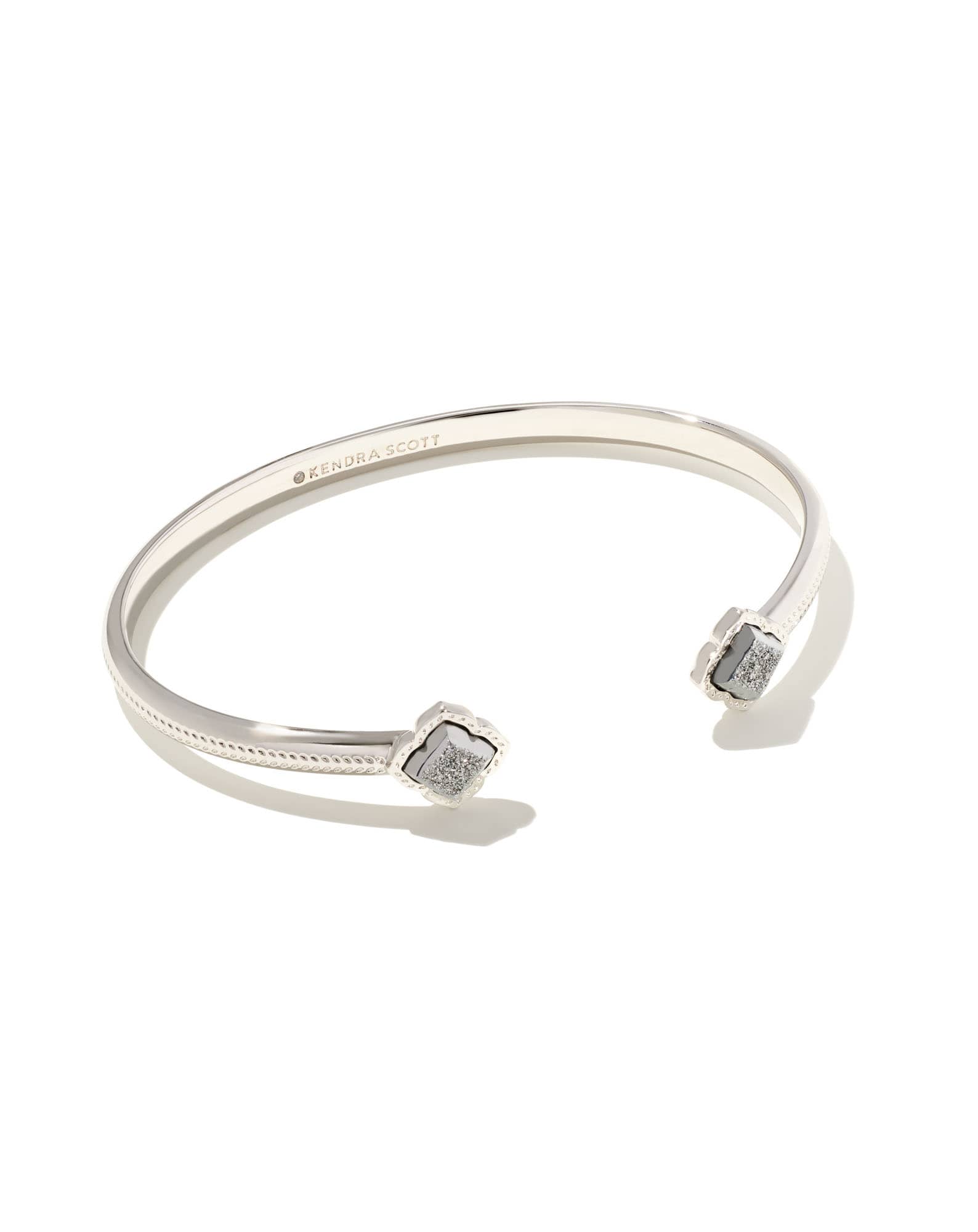 Mallory Silver Cuff Bracelet in Platinum Drusy