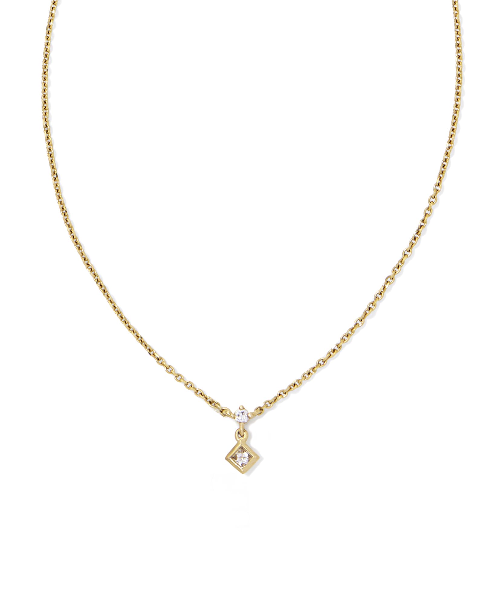 Michelle 14k Yellow Gold Diamond Accent Pendant Necklace in White Diamond