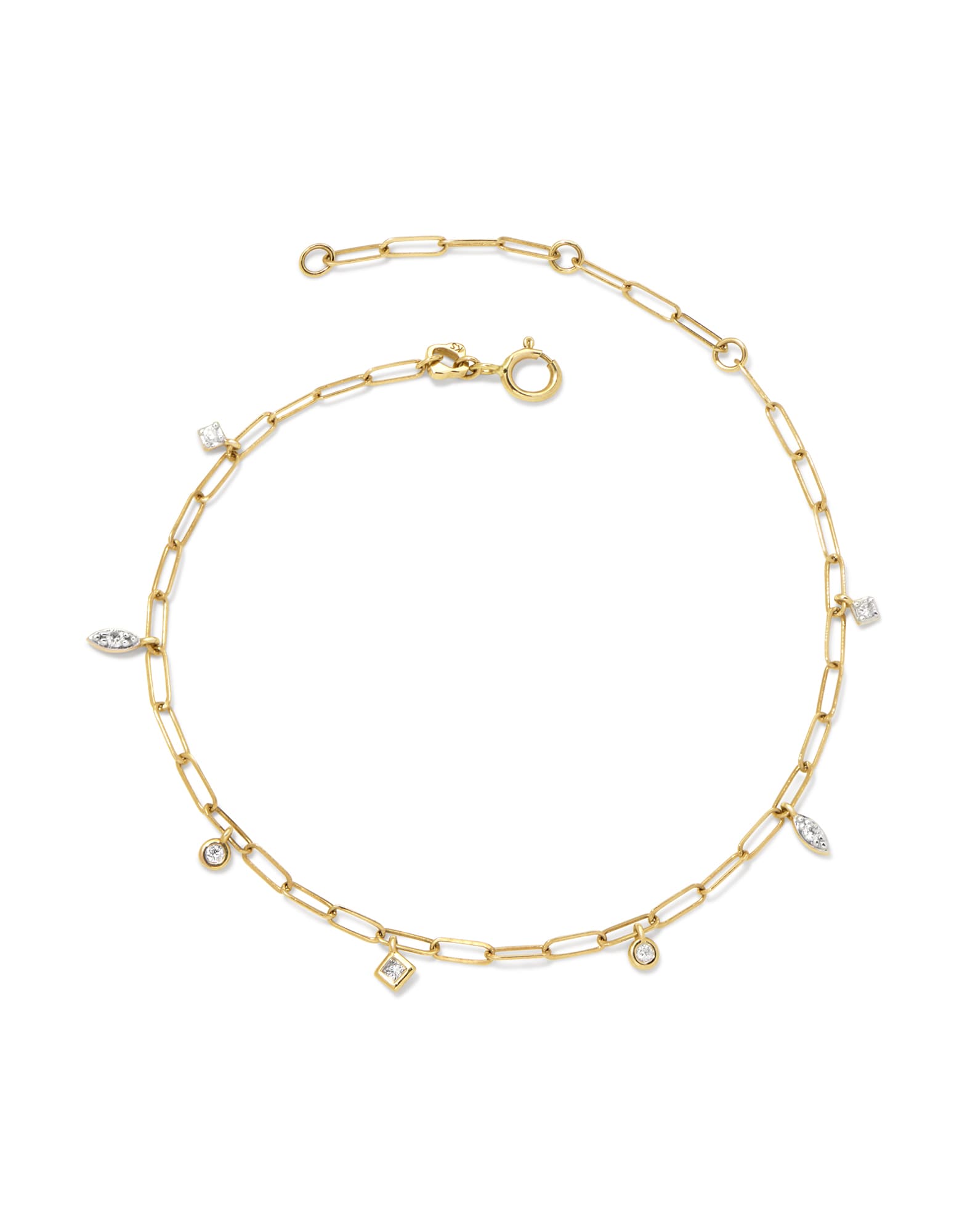 0.11 ct Willow 14k Yellow Gold Delicate Chain Bracelet in White Diamond