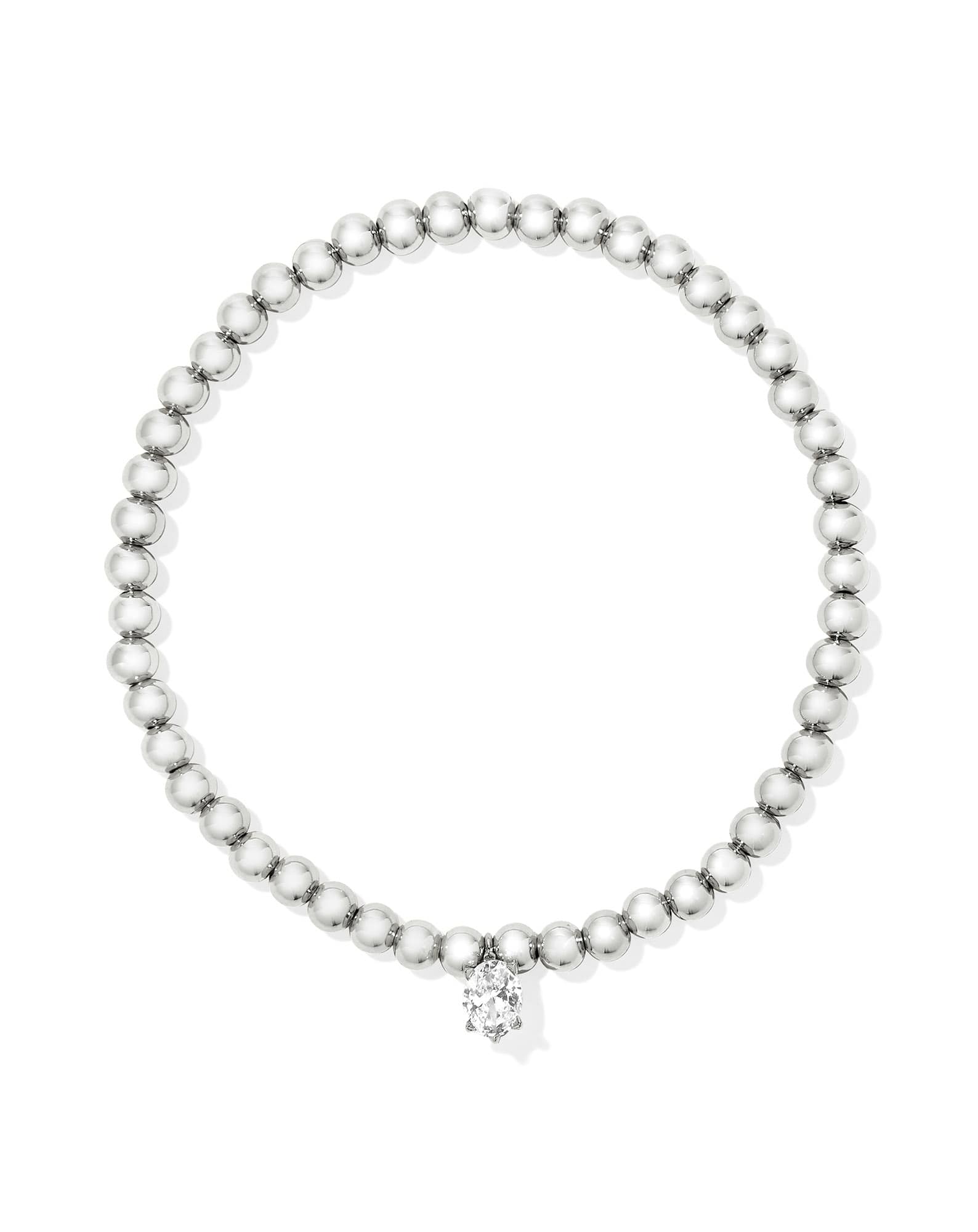 Cailin Silver Stretch Bracelet in White CZ