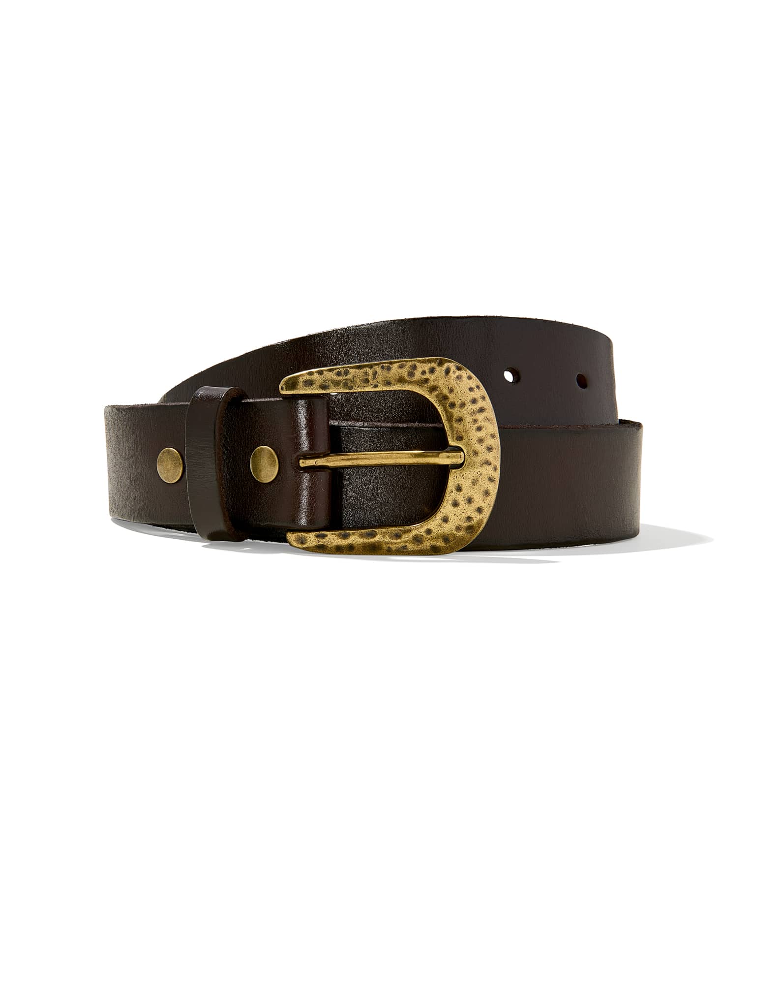Hammered Buckle Belt in Chocolate Leather