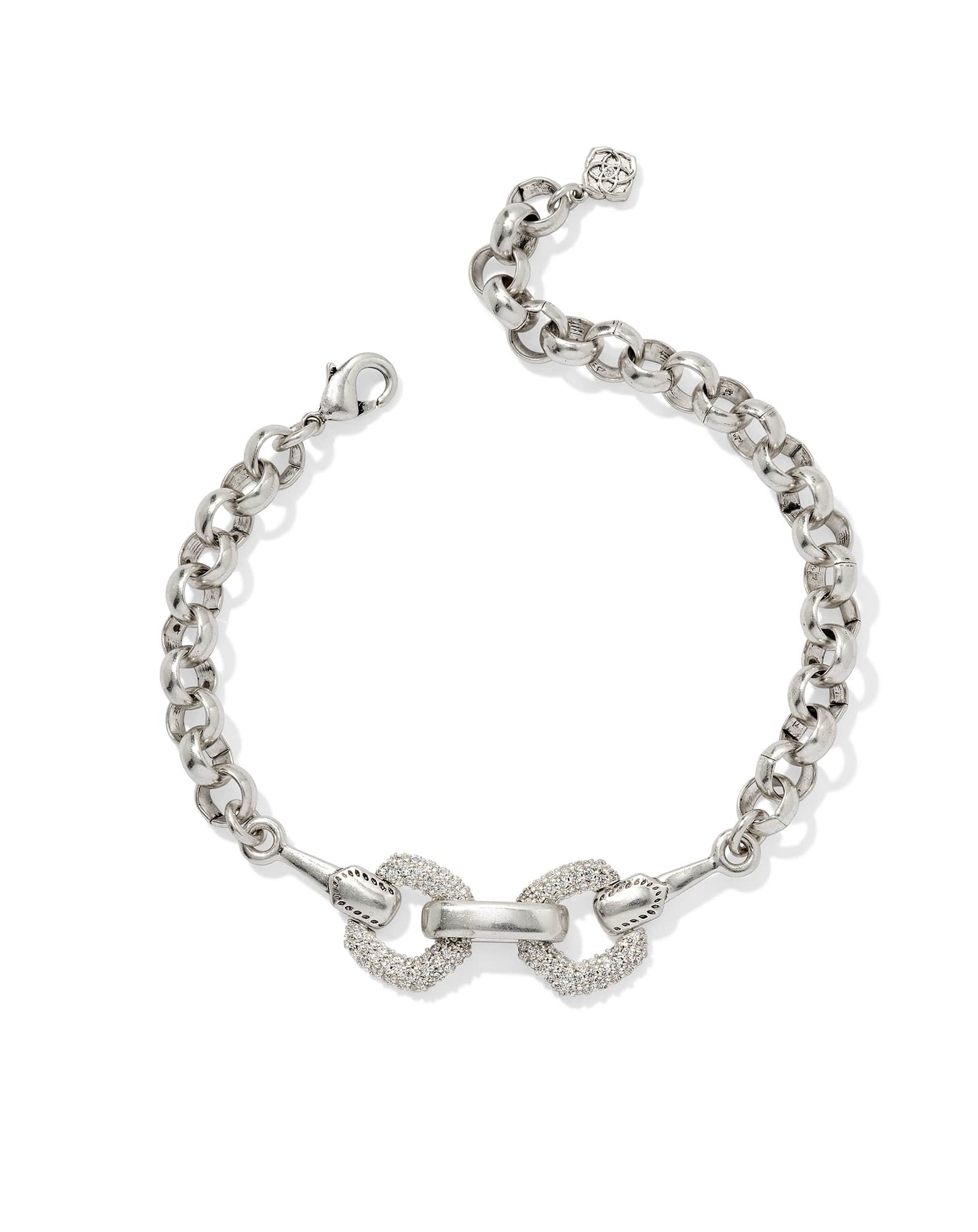 Beau Vintage Silver Pave Chain Bracelet in White CZ