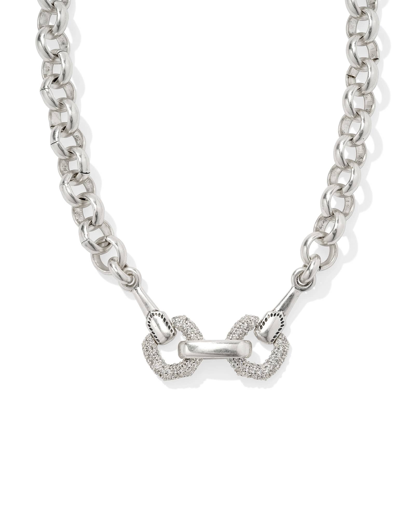 Beau Vintage Silver Pave Statement Necklace in White CZ