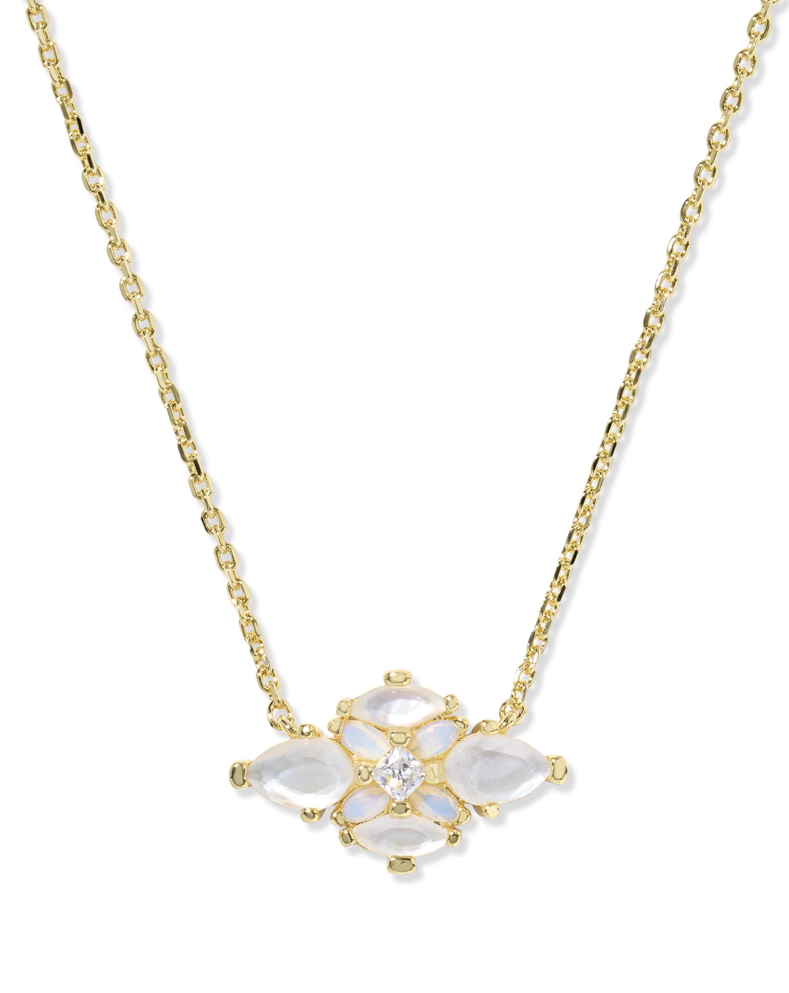 Abbie Gold Crystal Short Pendant Necklace 