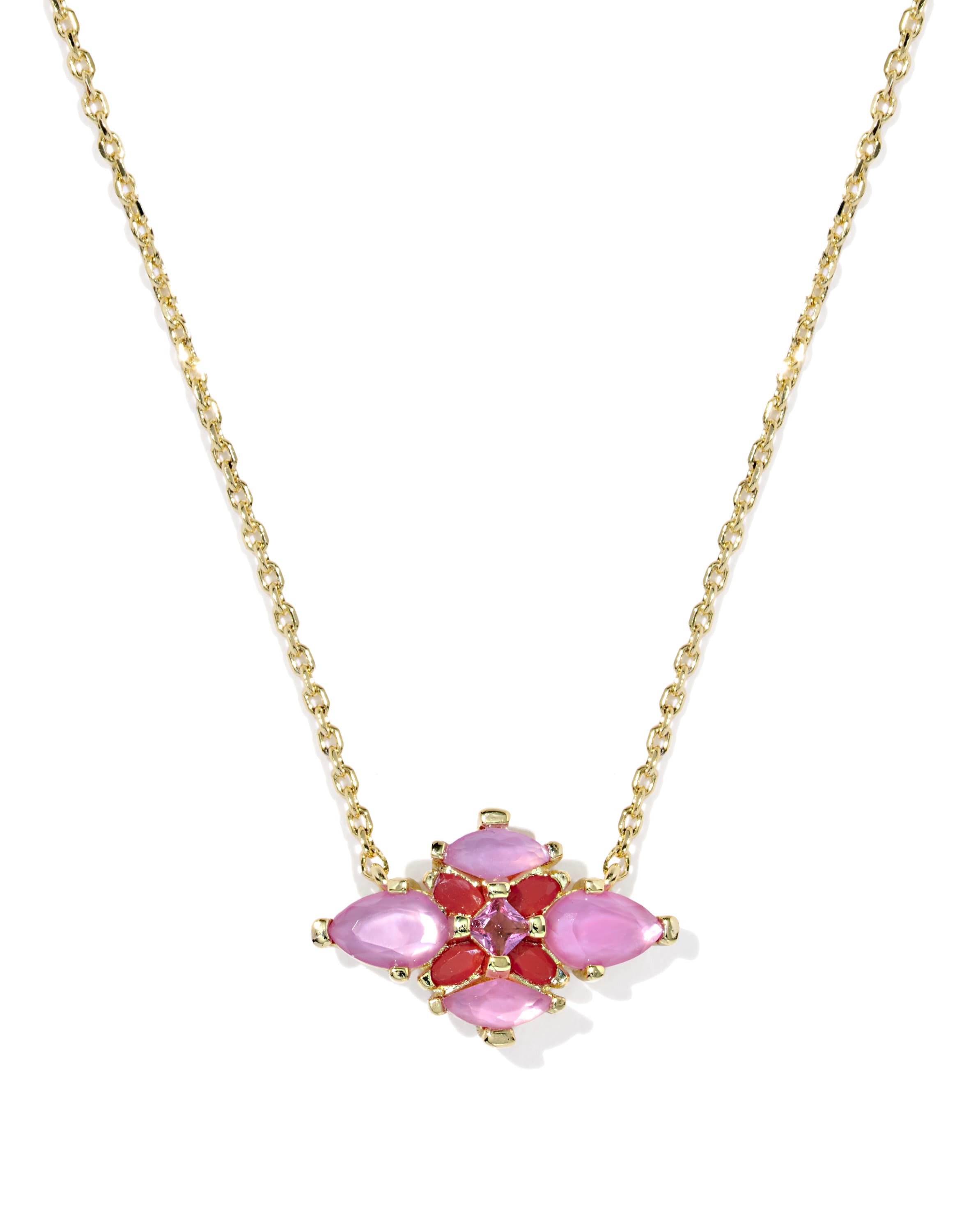 Abbie Gold Crystal Short Pendant Necklace 