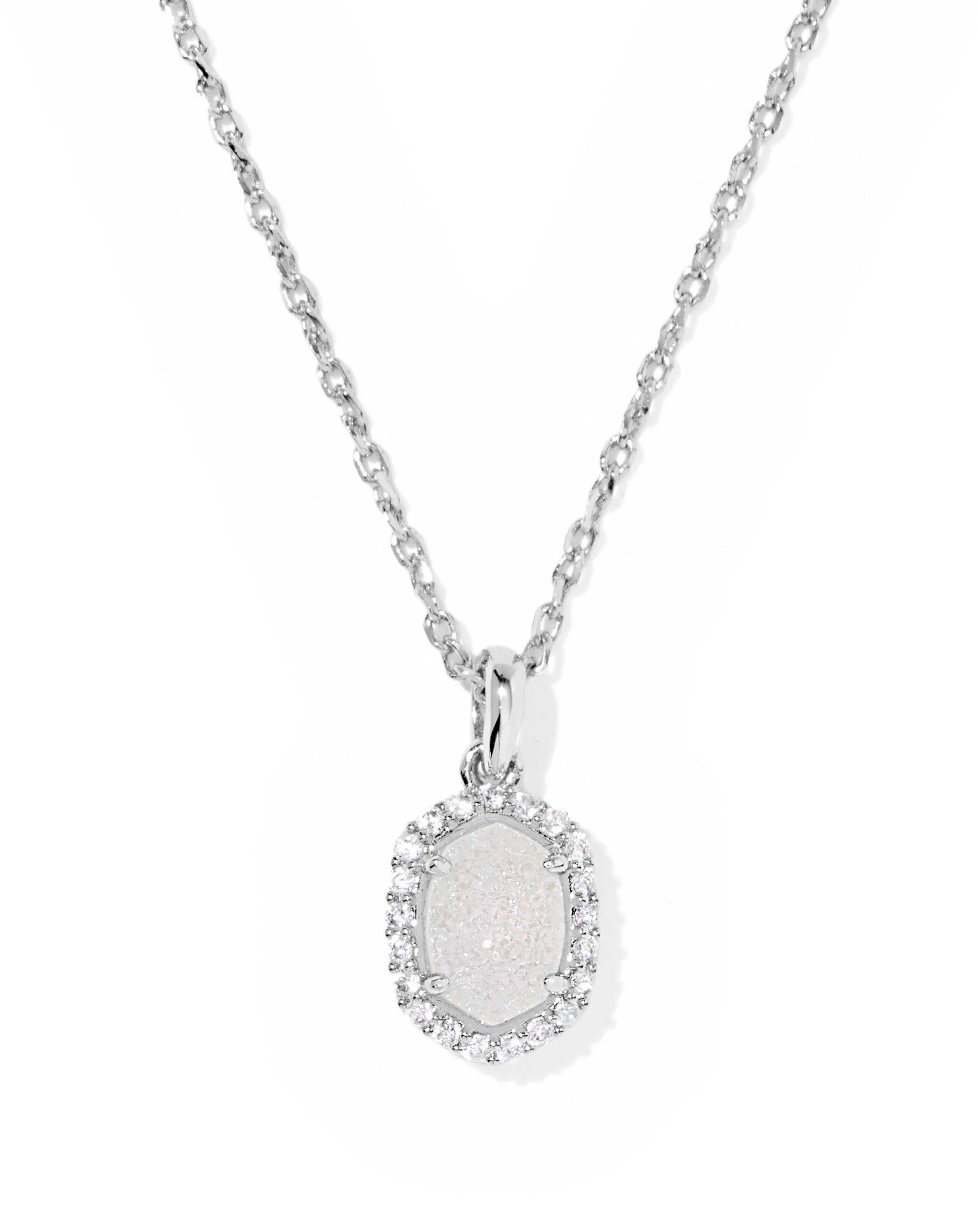 Daphne Silver Crystal Frame Short Pendant Necklace 