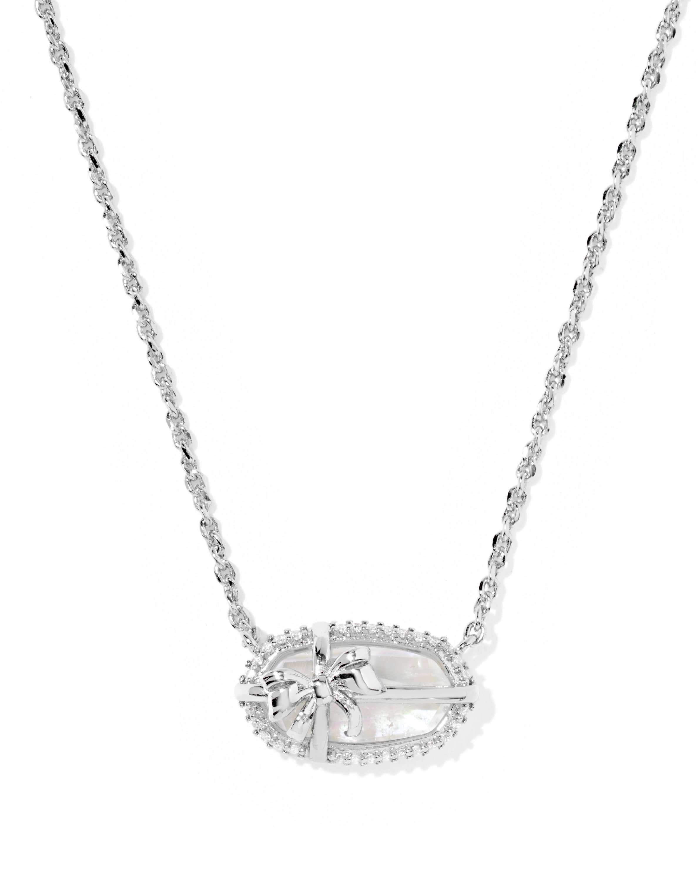 Elisa Bow Silver Short Pendant Necklace 