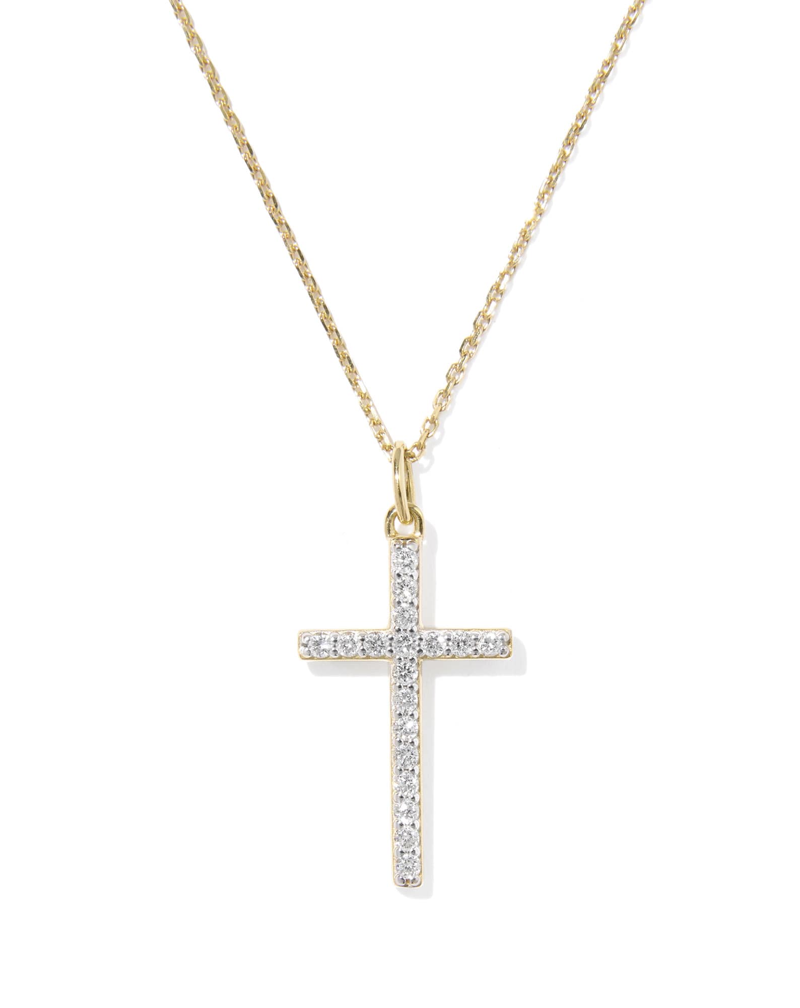 0.23 ct Lab Grown Diamond Cross Pendant Necklace in 14k Yellow Gold