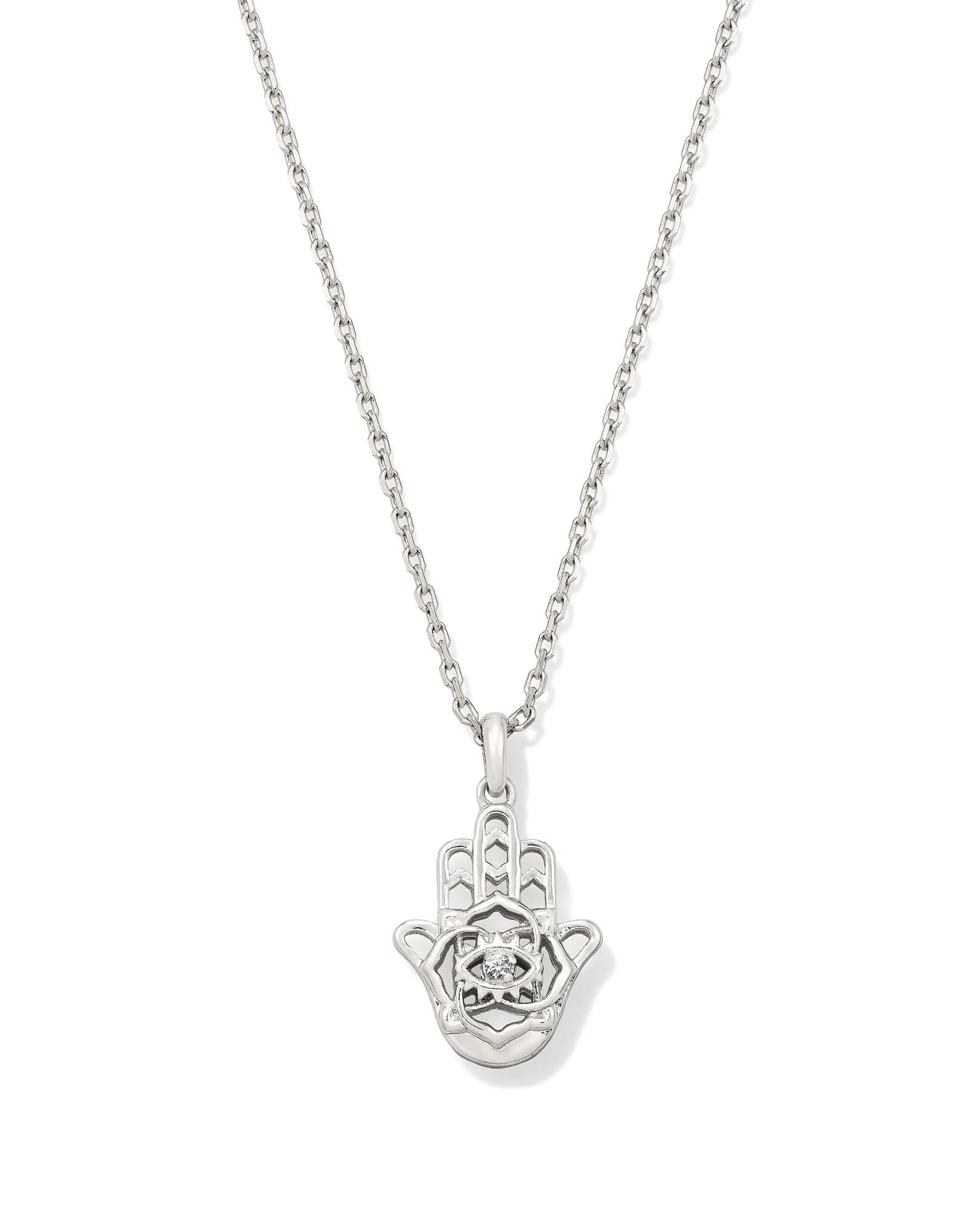 Hamsa Silver Short Pendant Necklace 