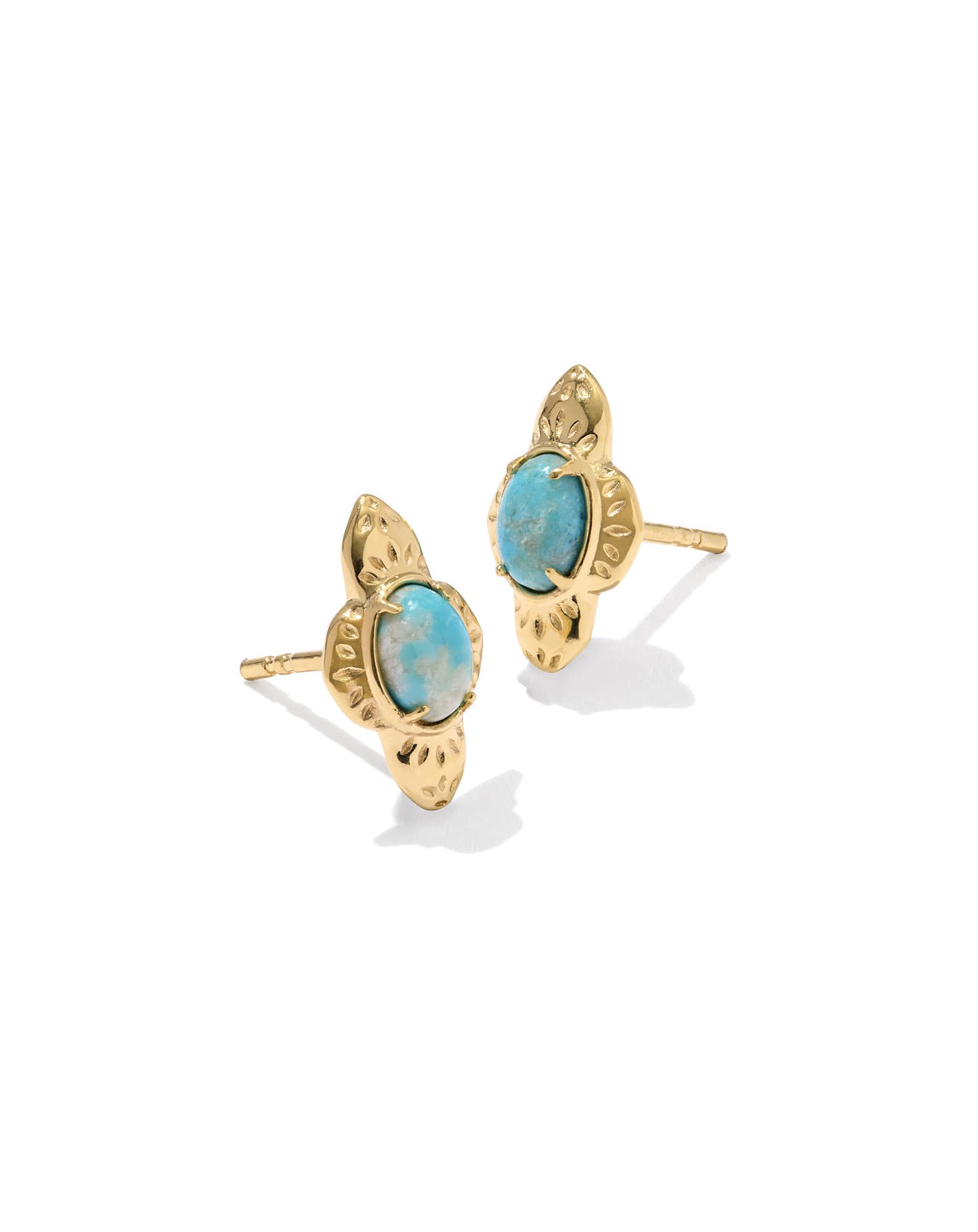 Abbie 18k Yellow Gold Vermeil Etch Frame Stud Earrings