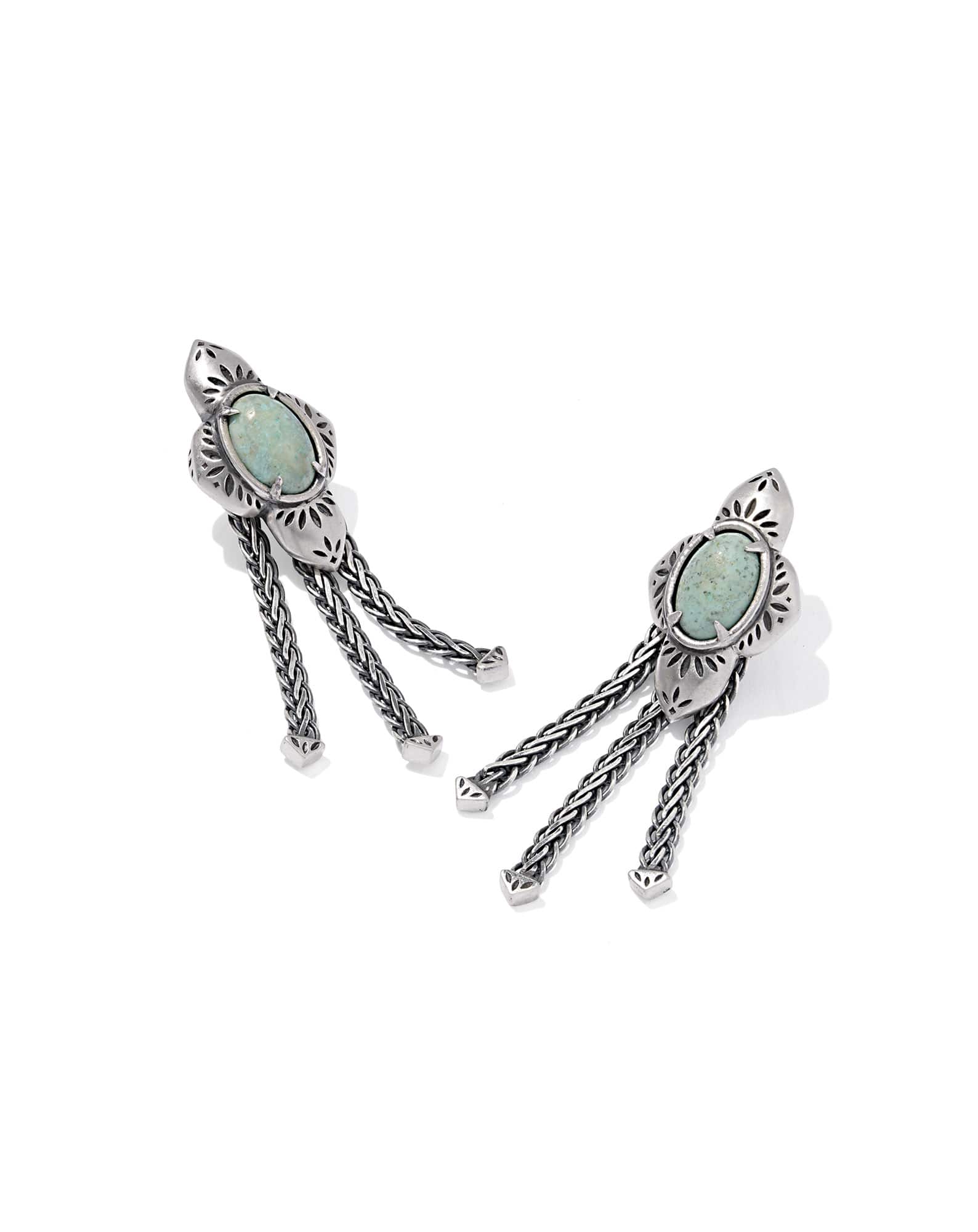 Abbie Oxidized Sterling Silver Fringe Convertible Drop Earrings