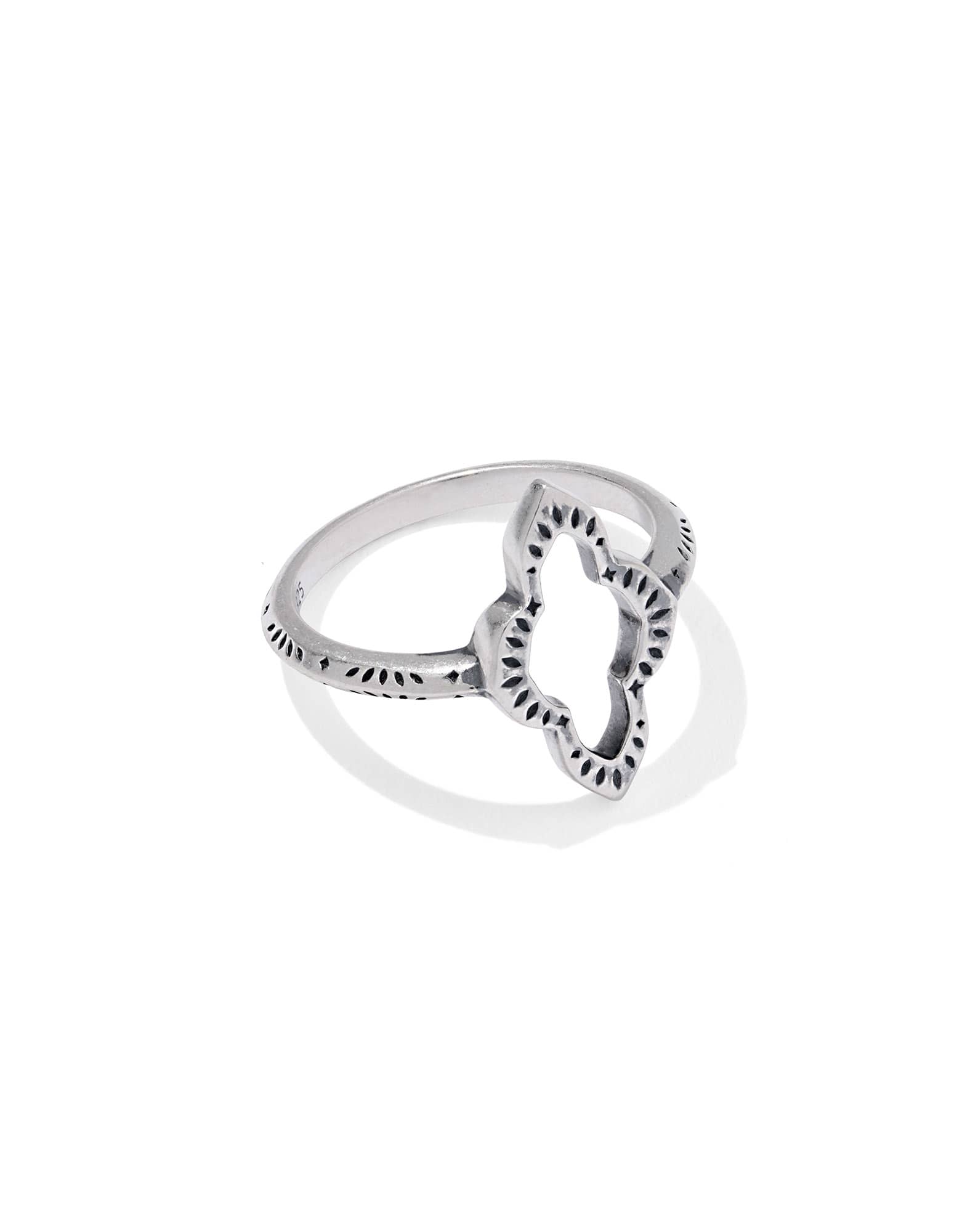 Abbie Open Frame Oxidized Sterling Silver Band Ring