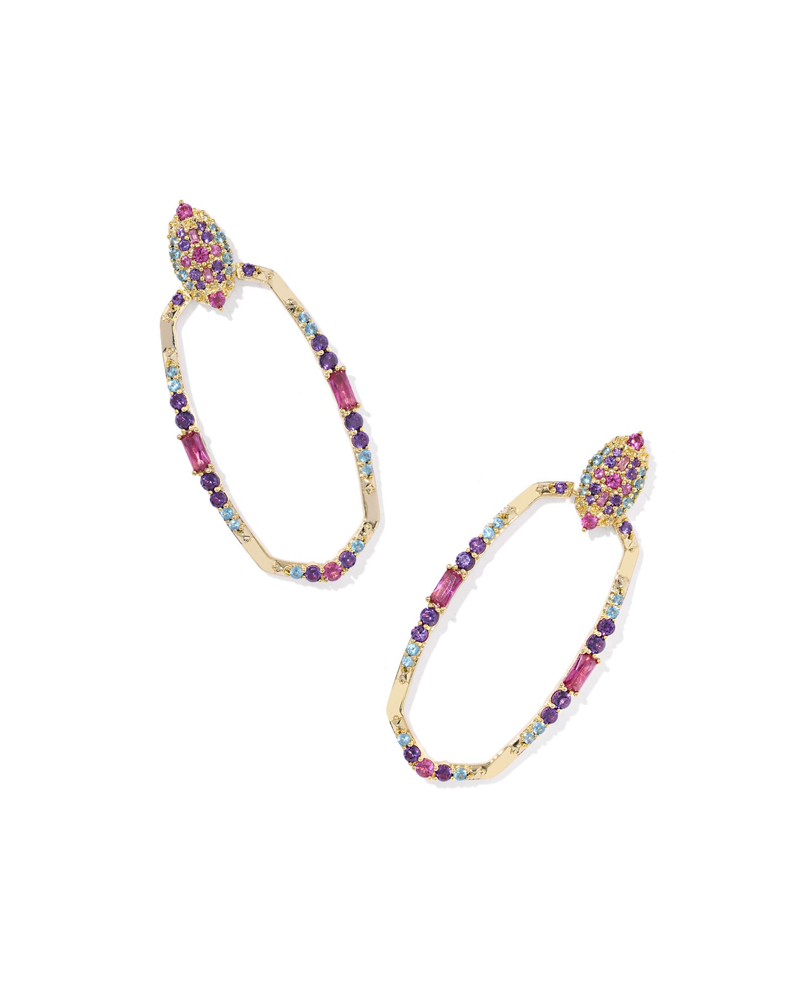 Essie Pave Gold Open Frame Earrings