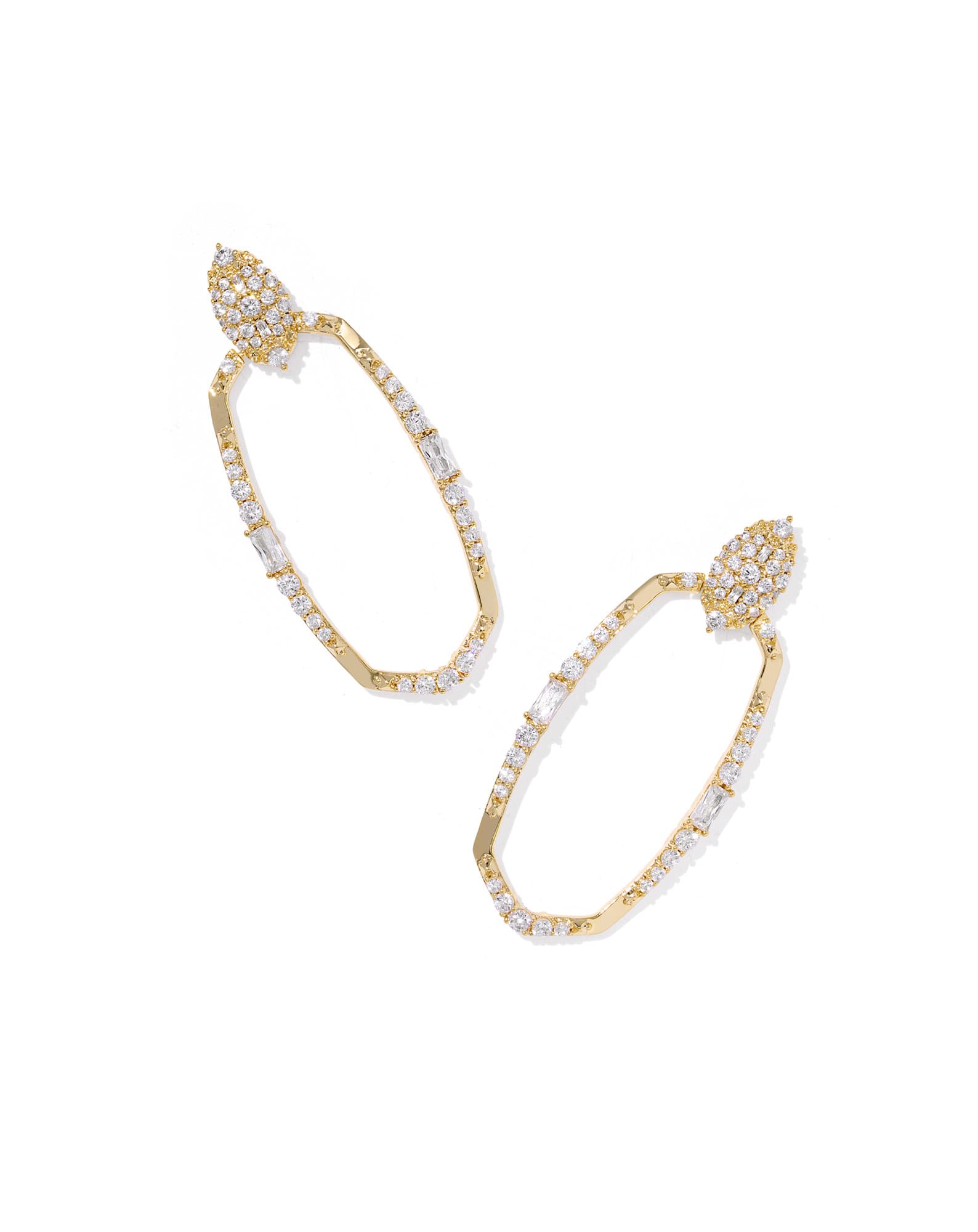 Essie Pave Gold Open Frame Earrings