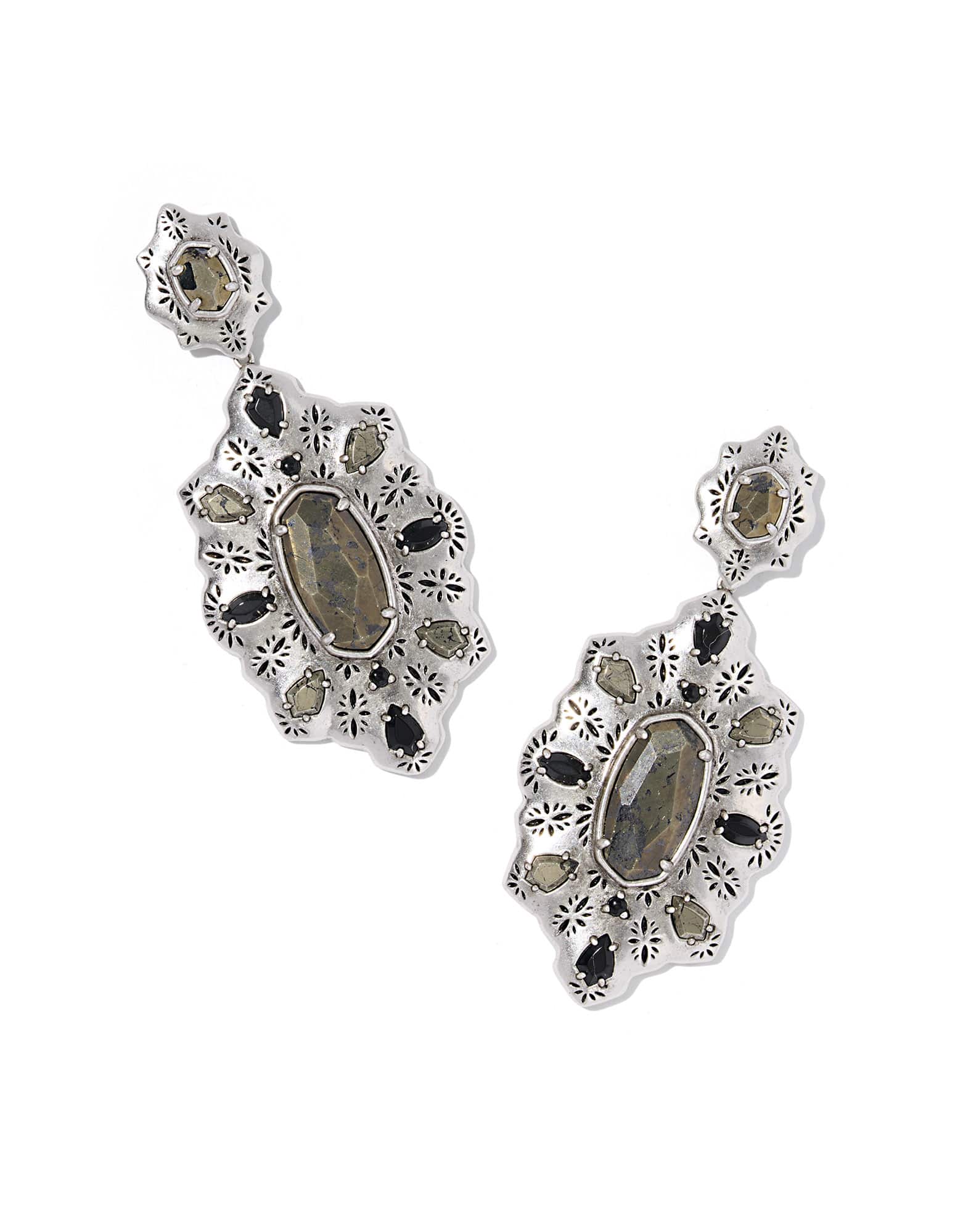 Bria Vintage Silver Statement Earrings