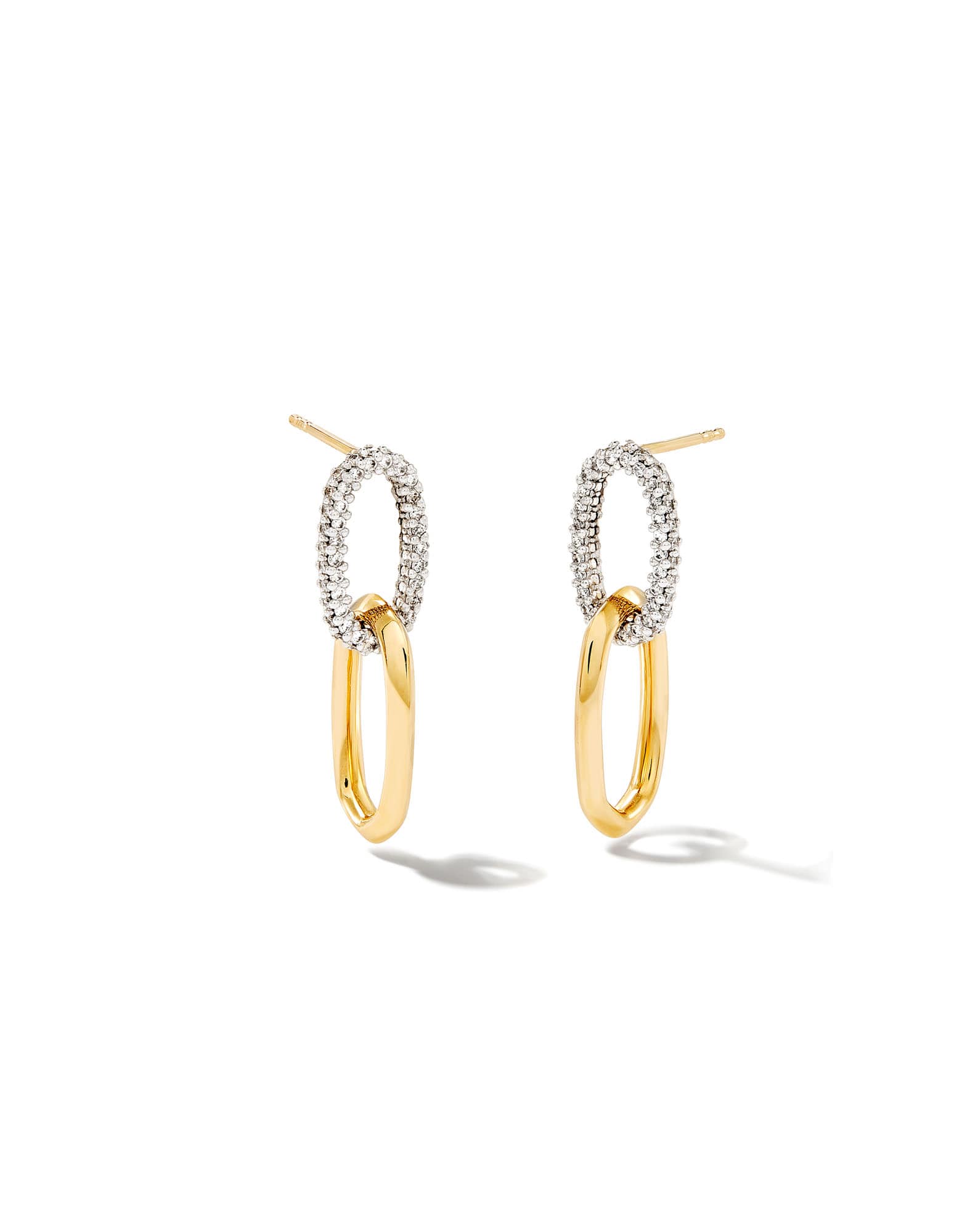 0.42 ct Elisa 14k Yellow Gold Interlocking Drop Earrings in White Diamond