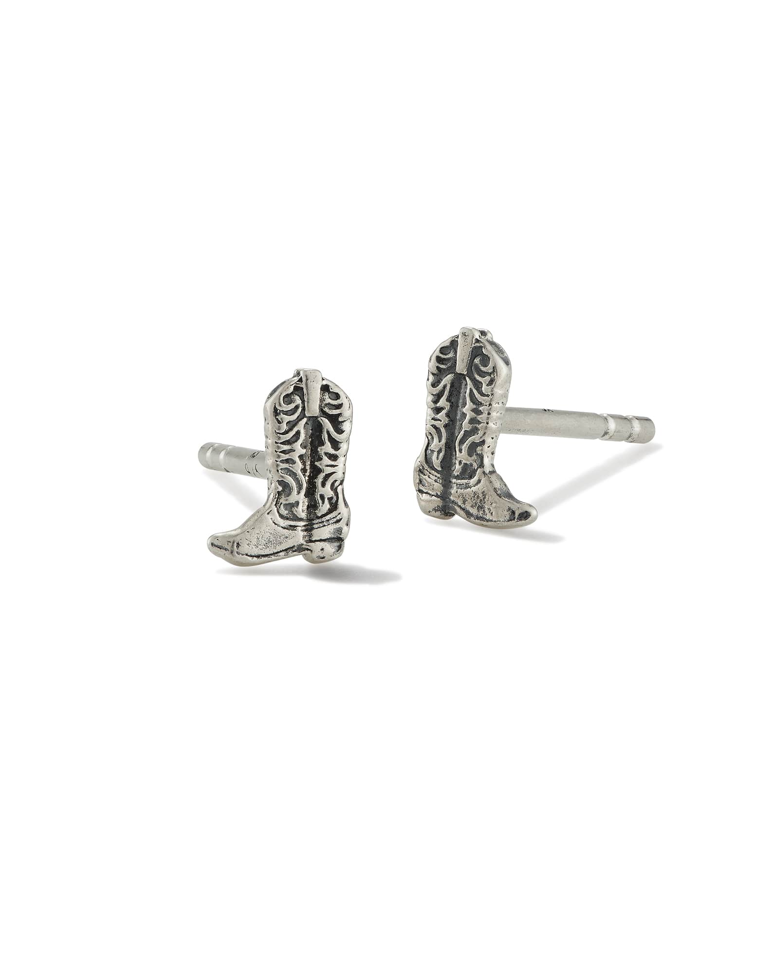 Tiny Cowboy Boot Stud Earrings in Oxidized Sterling Silver