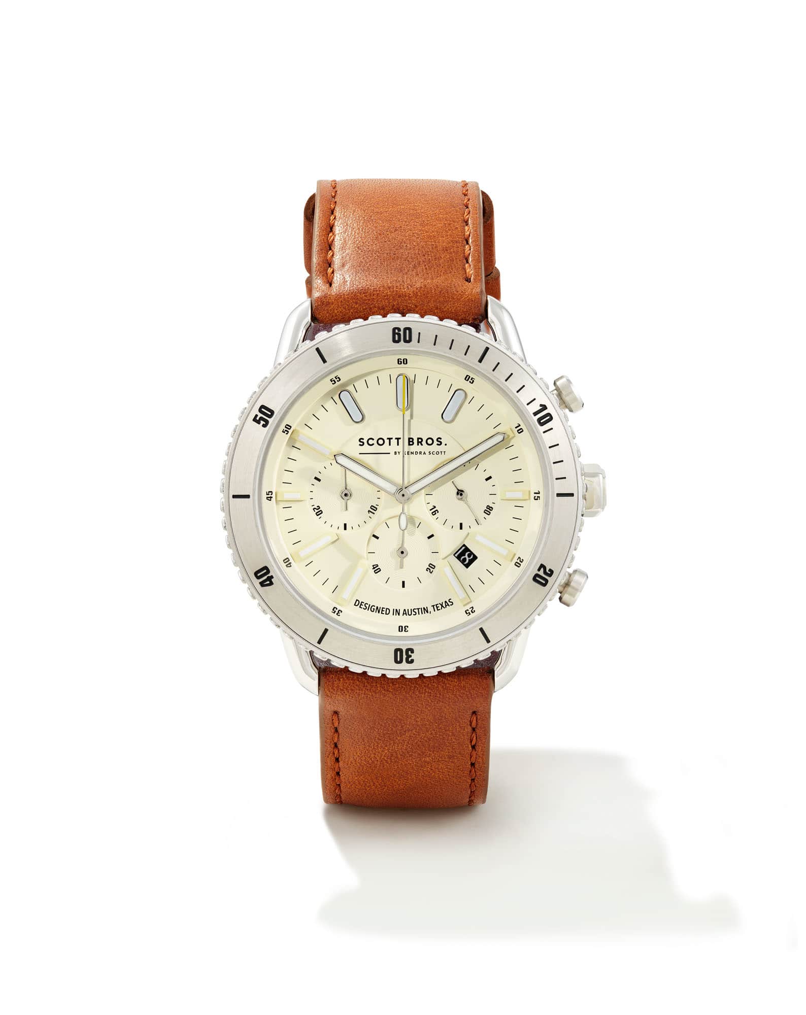 Evans Stainless Steel 44mm Chronograph Watch in Ivory