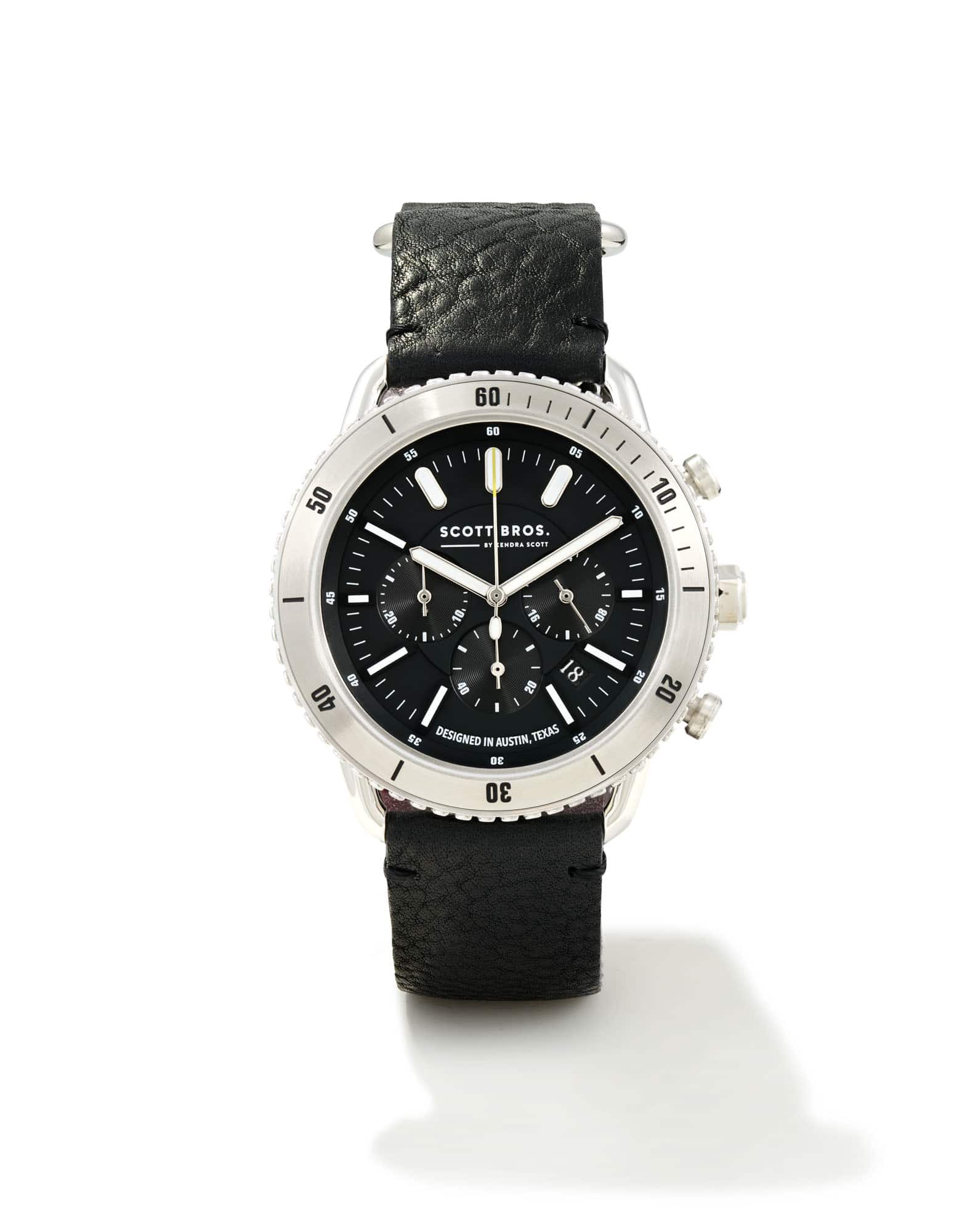 Grey 44mm Chronograph Watch in Black Stainless Steel