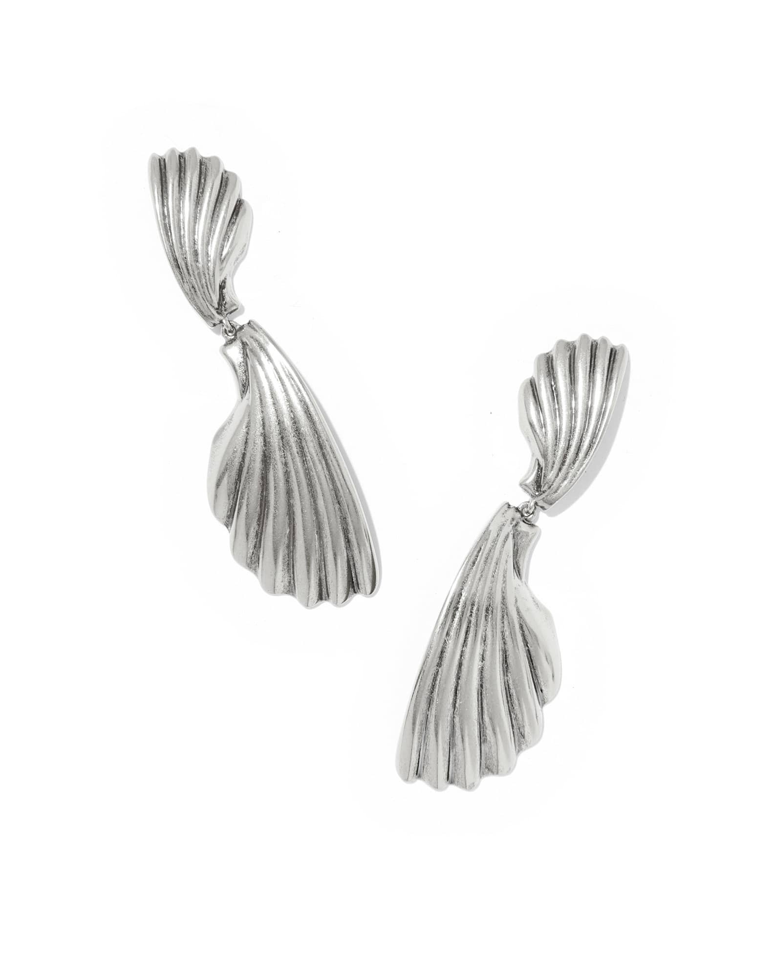 Alexa Vintage Silver Metal Statement Drop Earrings 