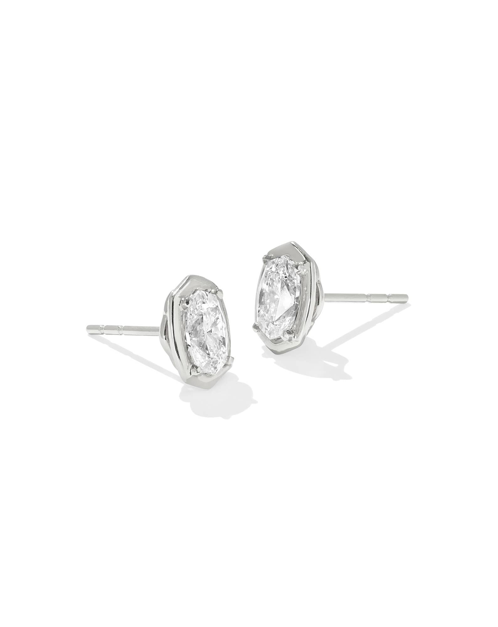 1 ct Lab Grown White Diamond Custom Elisa Stud Earrings in 14k White Gold