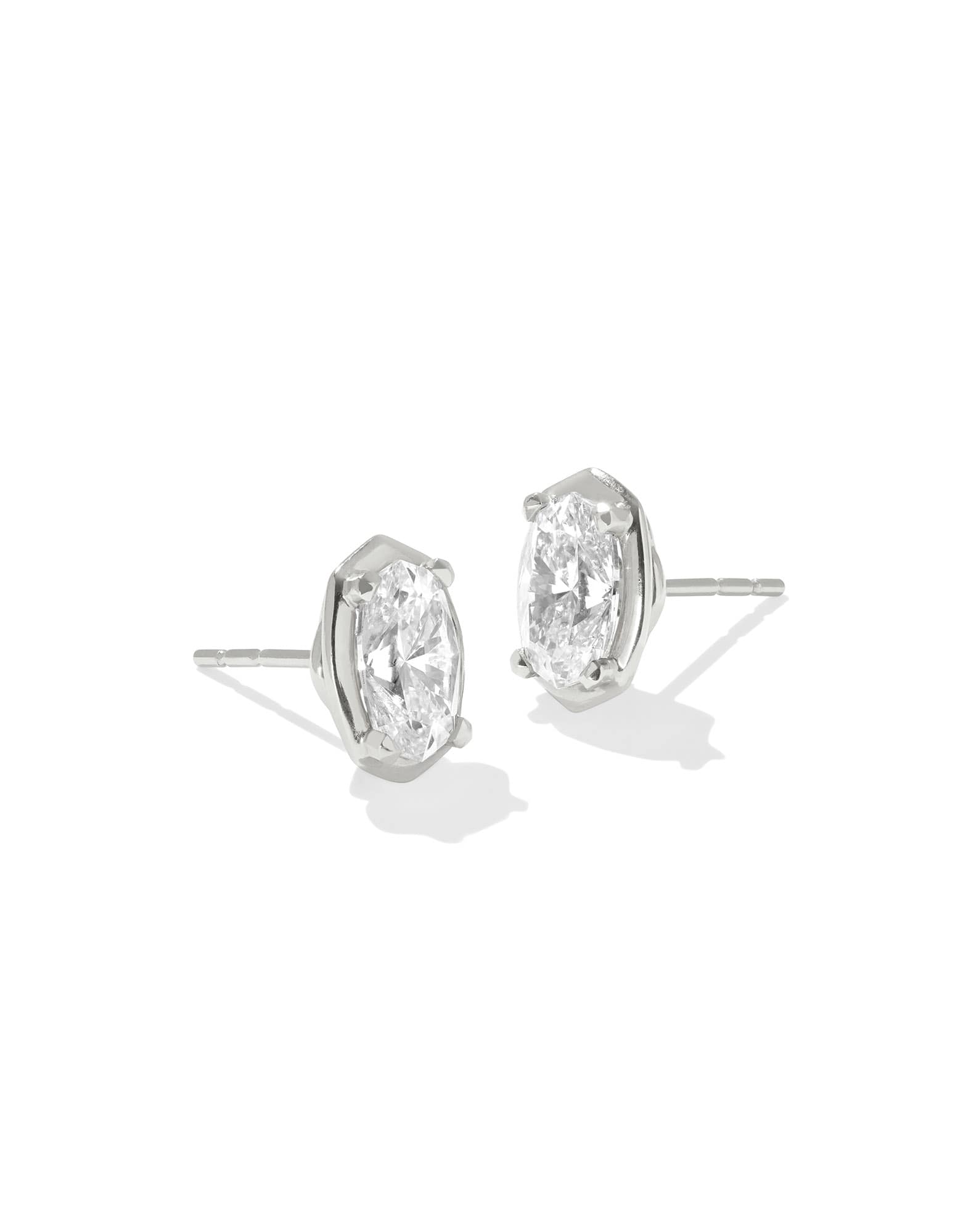 2 ct Lab Grown White Diamond Custom Elisa Stud Earrings in 14k White Gold