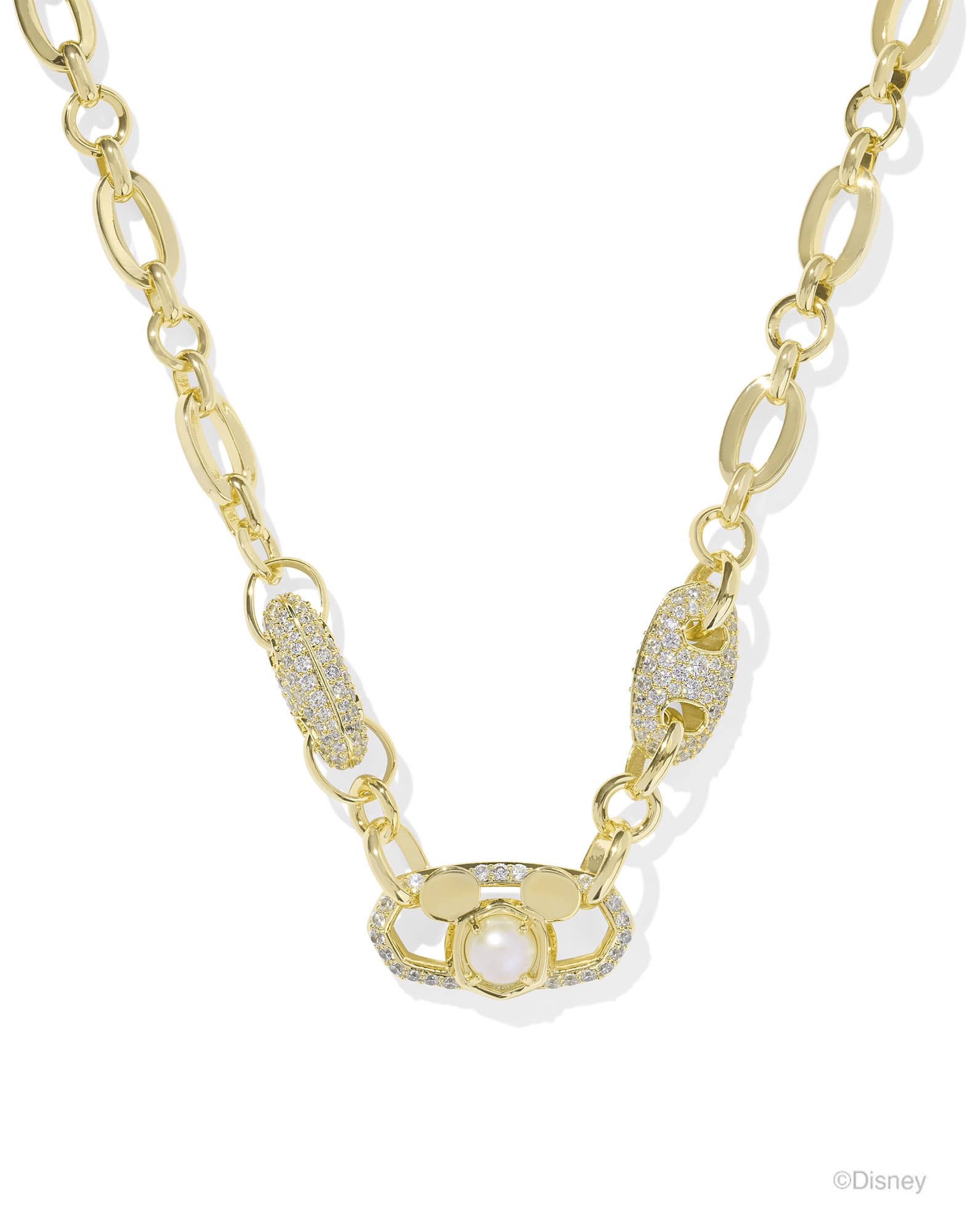 Disney | Kendra Scott Gold Mickey Mouse Crystal Chain Necklace in White Mix