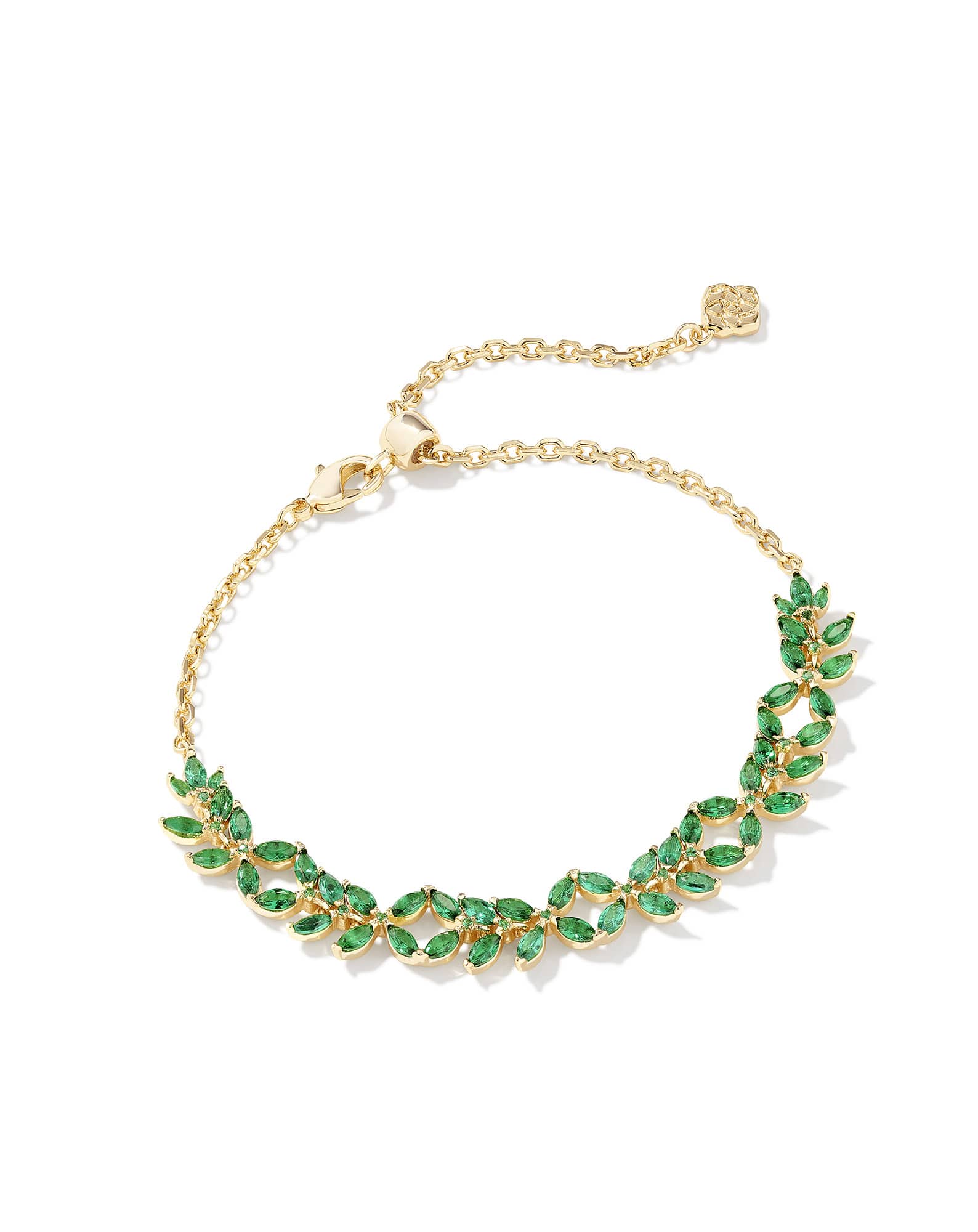 Rosalie Gold Tennis Bracelet in Green Crystal