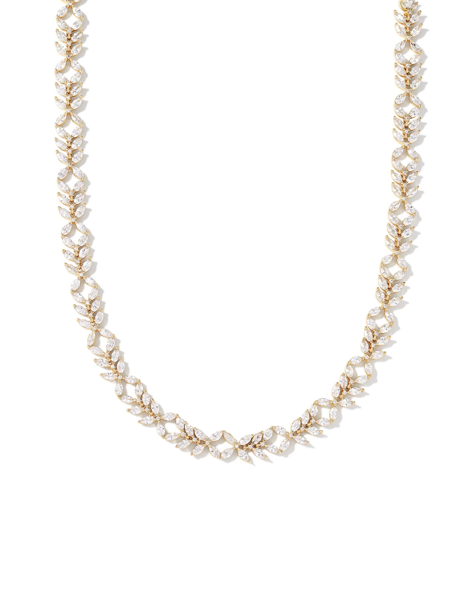 Rosalie Gold Tennis Necklace in White CZ