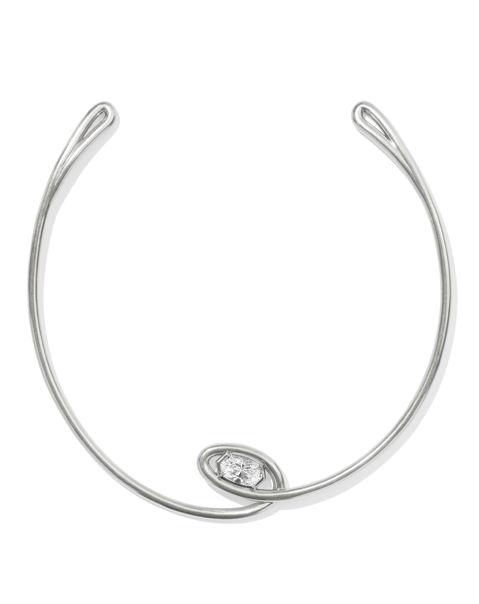 Myles Vintage Silver Crystal Collar Necklace in White CZ