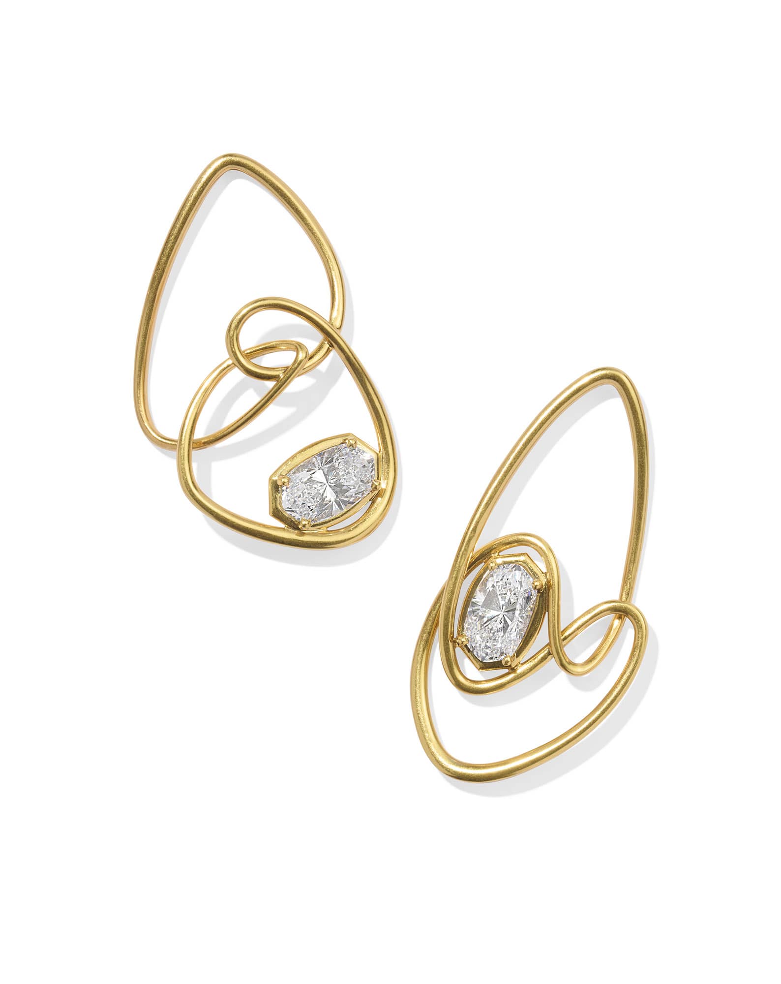 Myles Vintage Gold Crystal Statement Earrings in White CZ