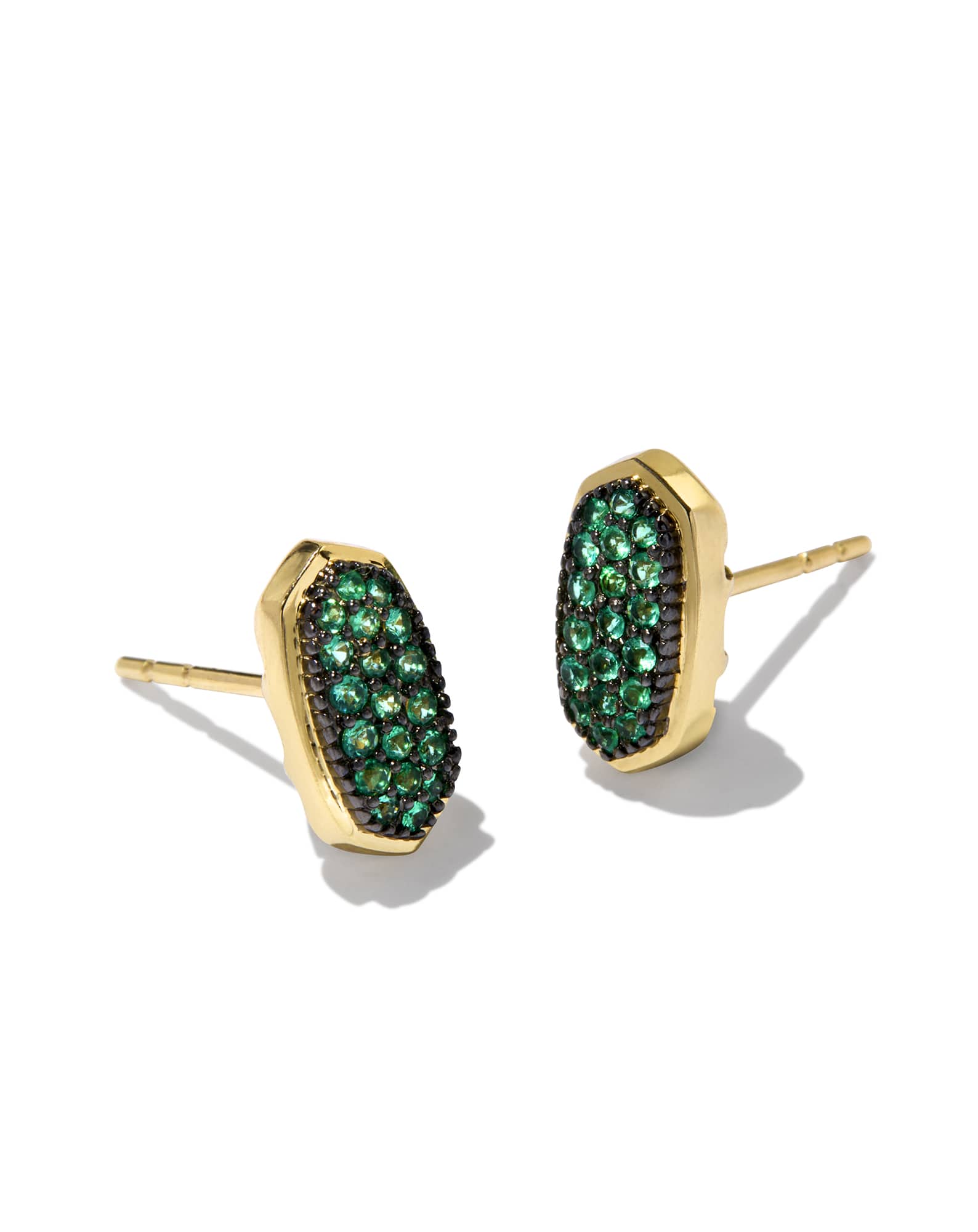 Amelee 14k Yellow Gold Stud Earrings in Emerald