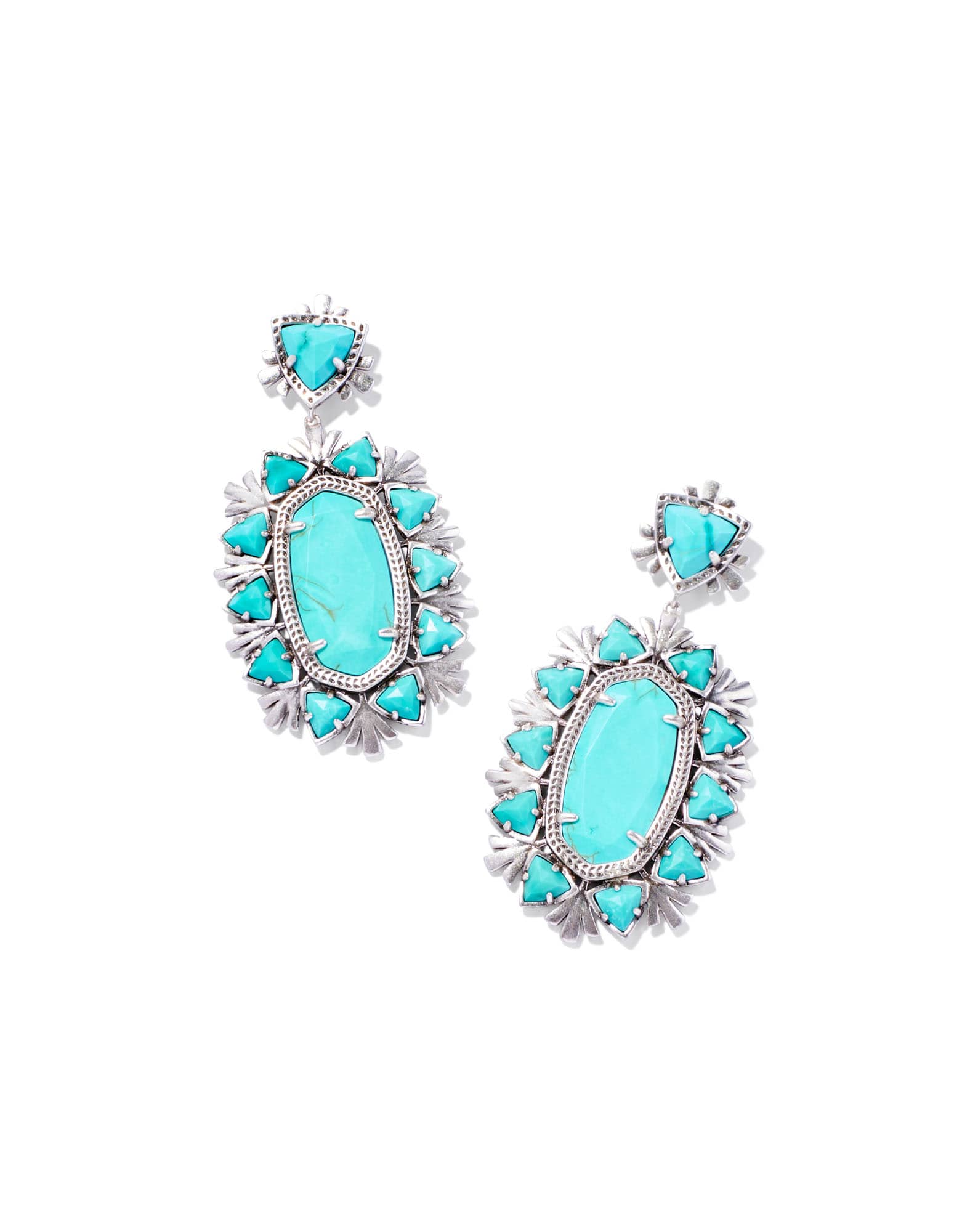 Havana Vintage Silver Statement Earrings in Variegated Turquoise Magnesite