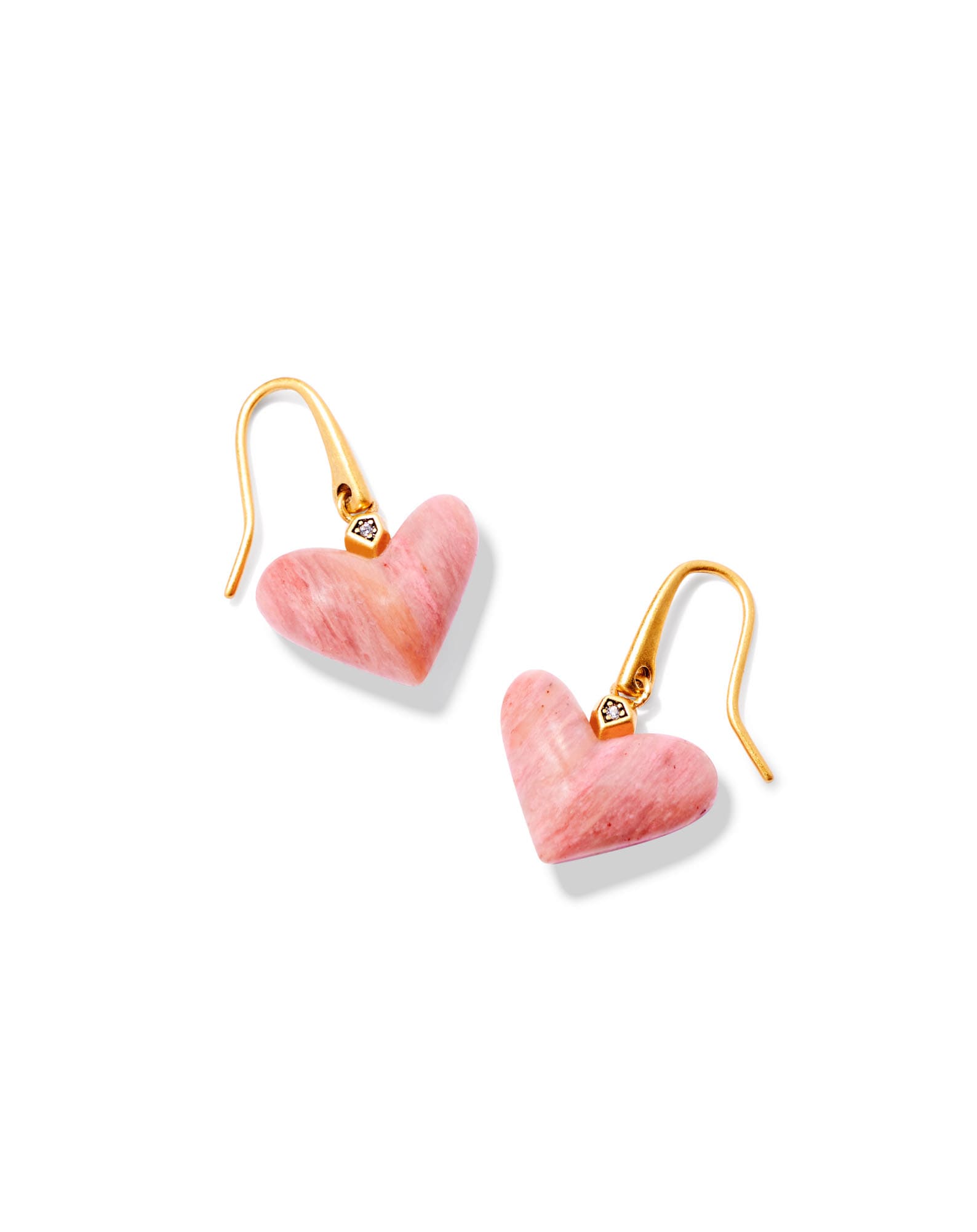 Poppy Vintage Gold Drop Earrings in Blush Pink Quartzite