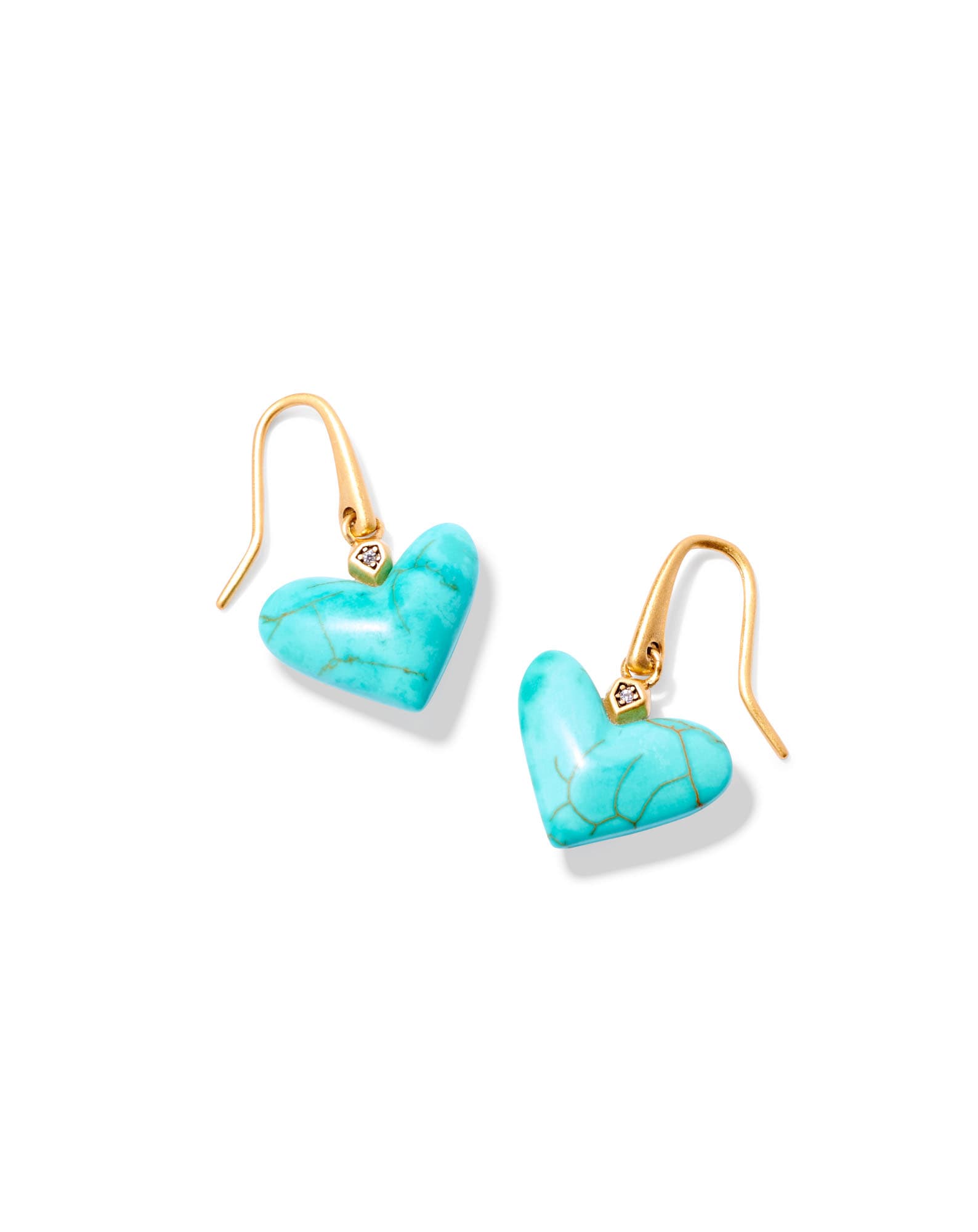 Poppy Vintage Gold Drop Earrings in Variegated Turquoise Magnesite