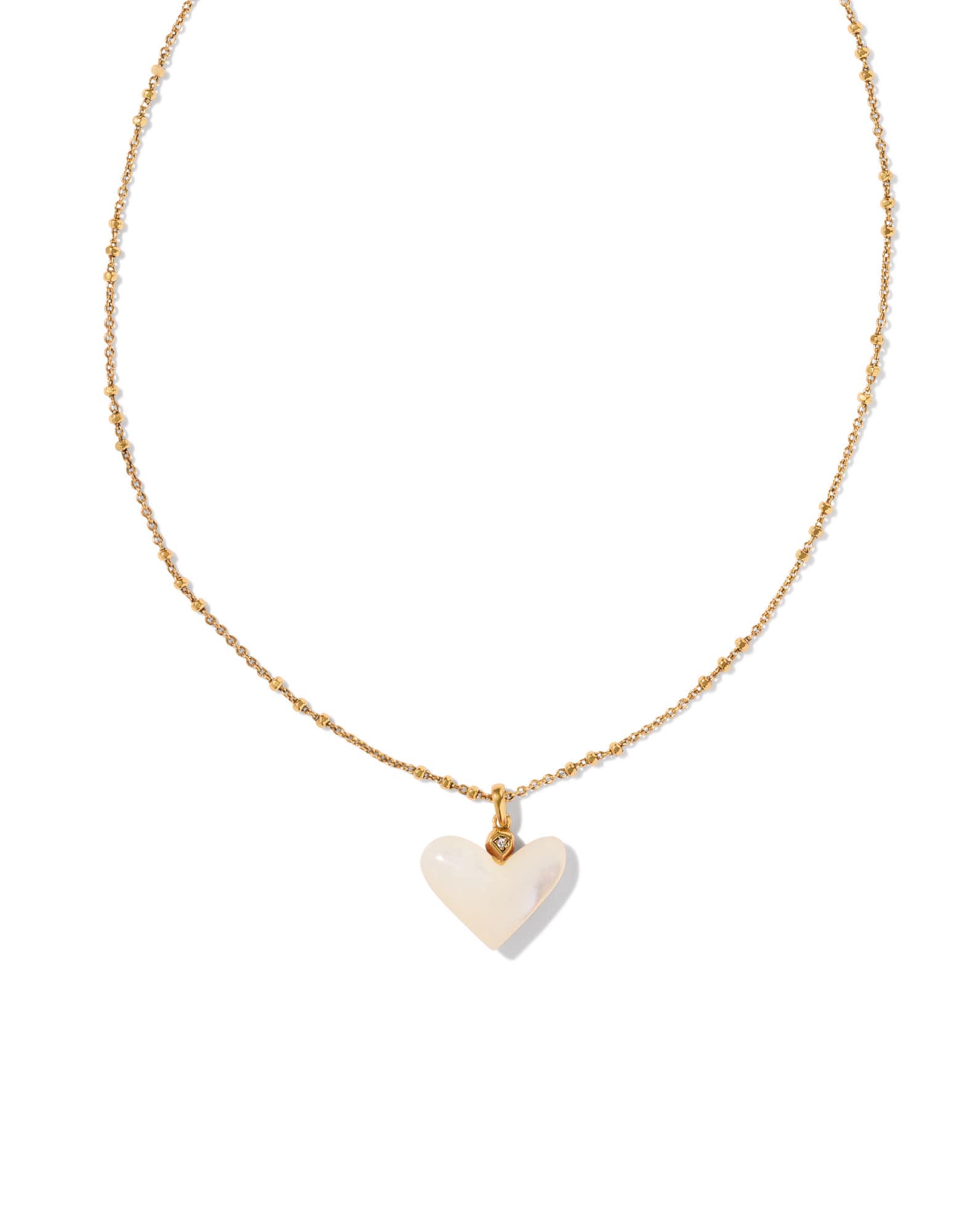 Poppy Vintage Gold Short Pendant Necklace in Ivory Mother-of-Pearl