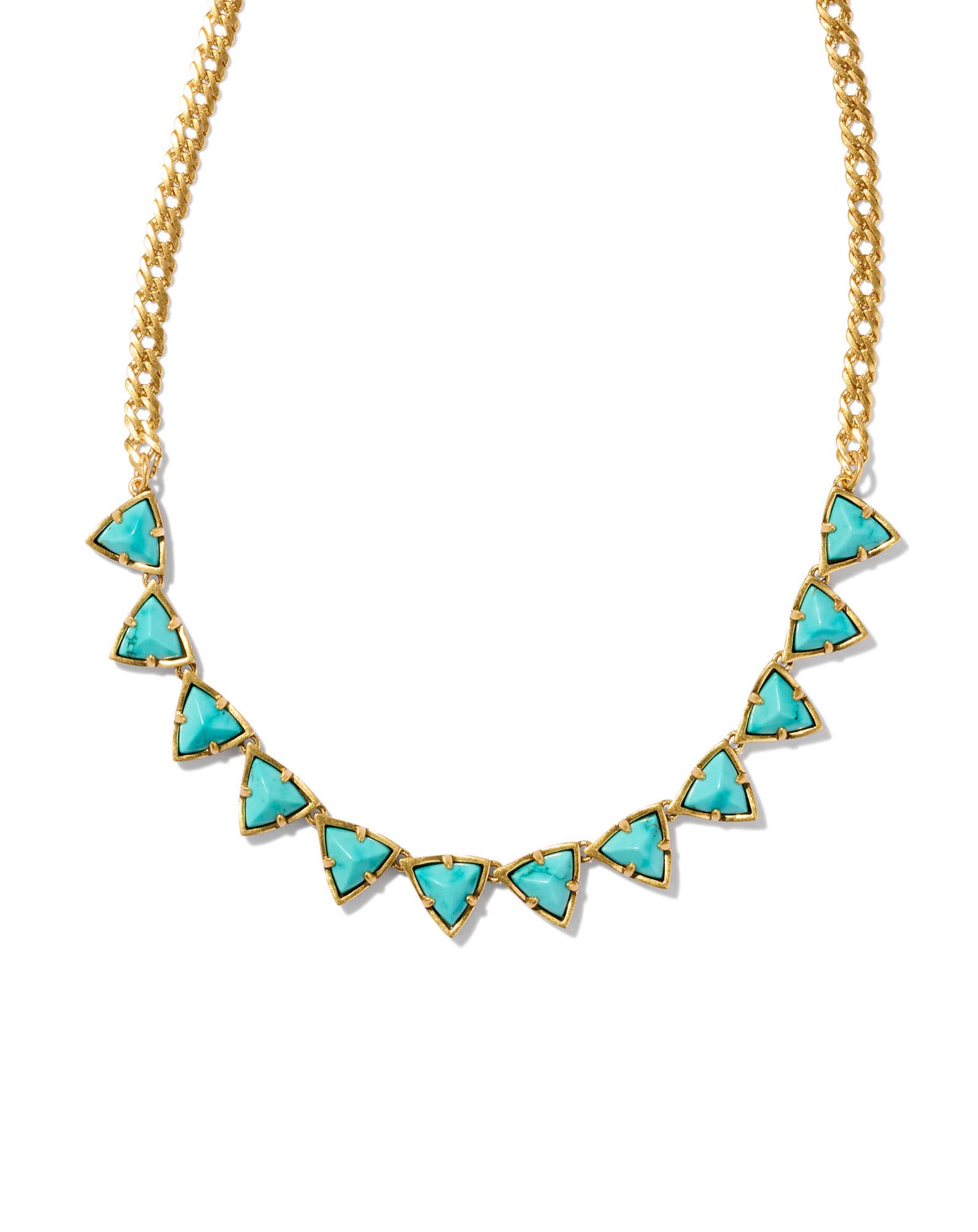 Robby Vintage Gold Strand Necklace in Variegated Turquoise Magnesite