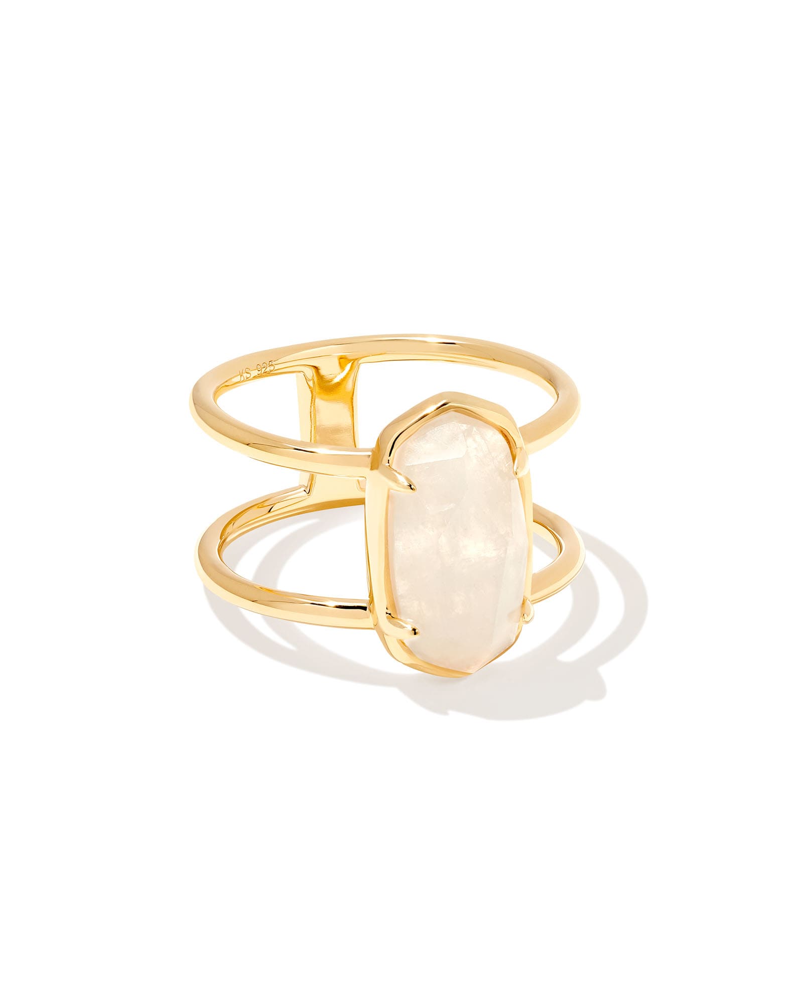 Elyse 18k Gold Vermeil Double Band Ring in Rainbow Moonstone