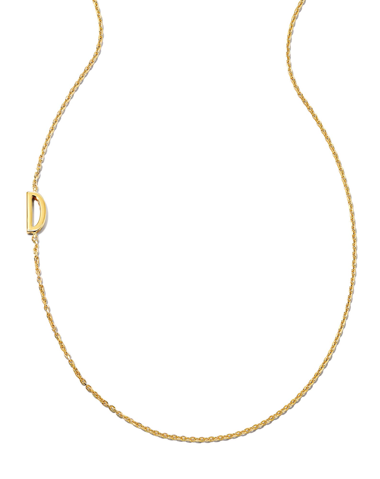 Letter D Inline Initial Necklace in 18k Gold Vermeil