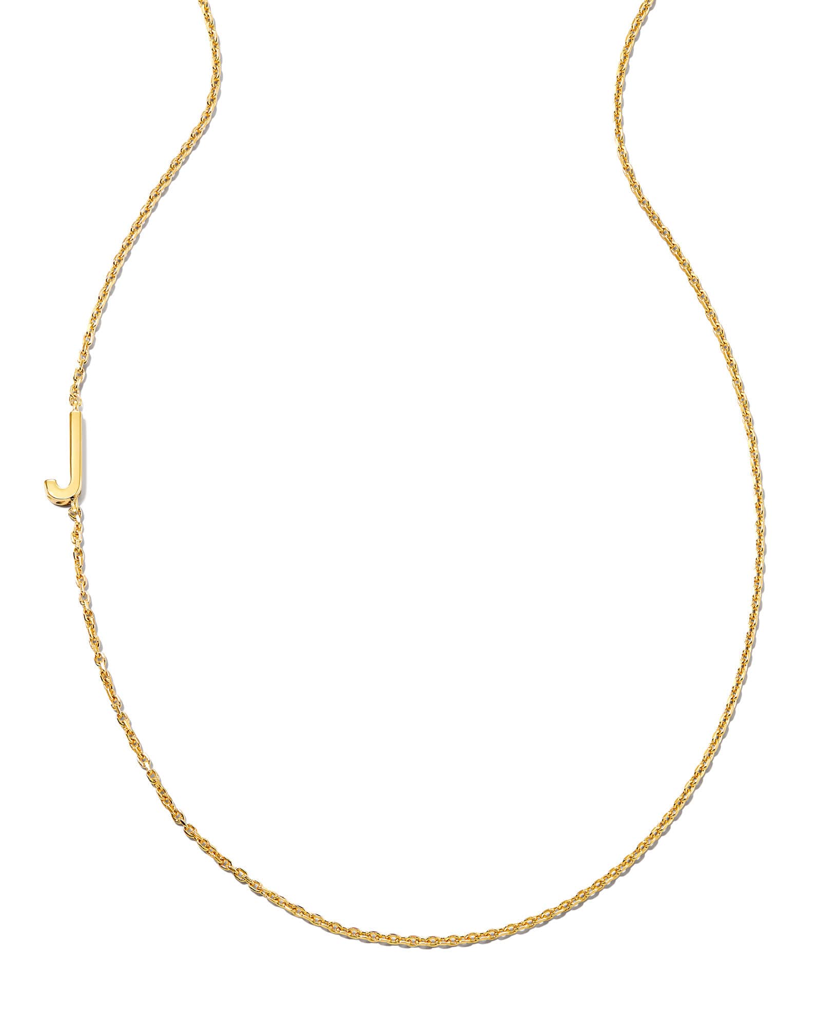 Letter J Inline Initial Necklace in 18k Gold Vermeil