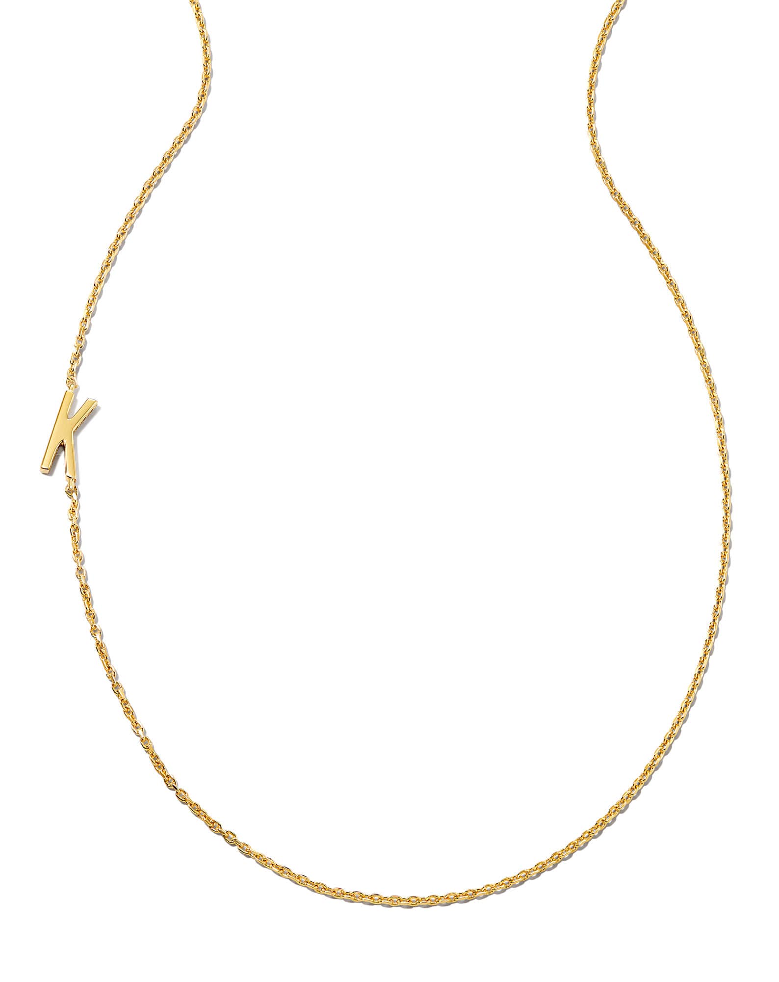 Letter K Inline Initial Necklace in 18k Gold Vermeil