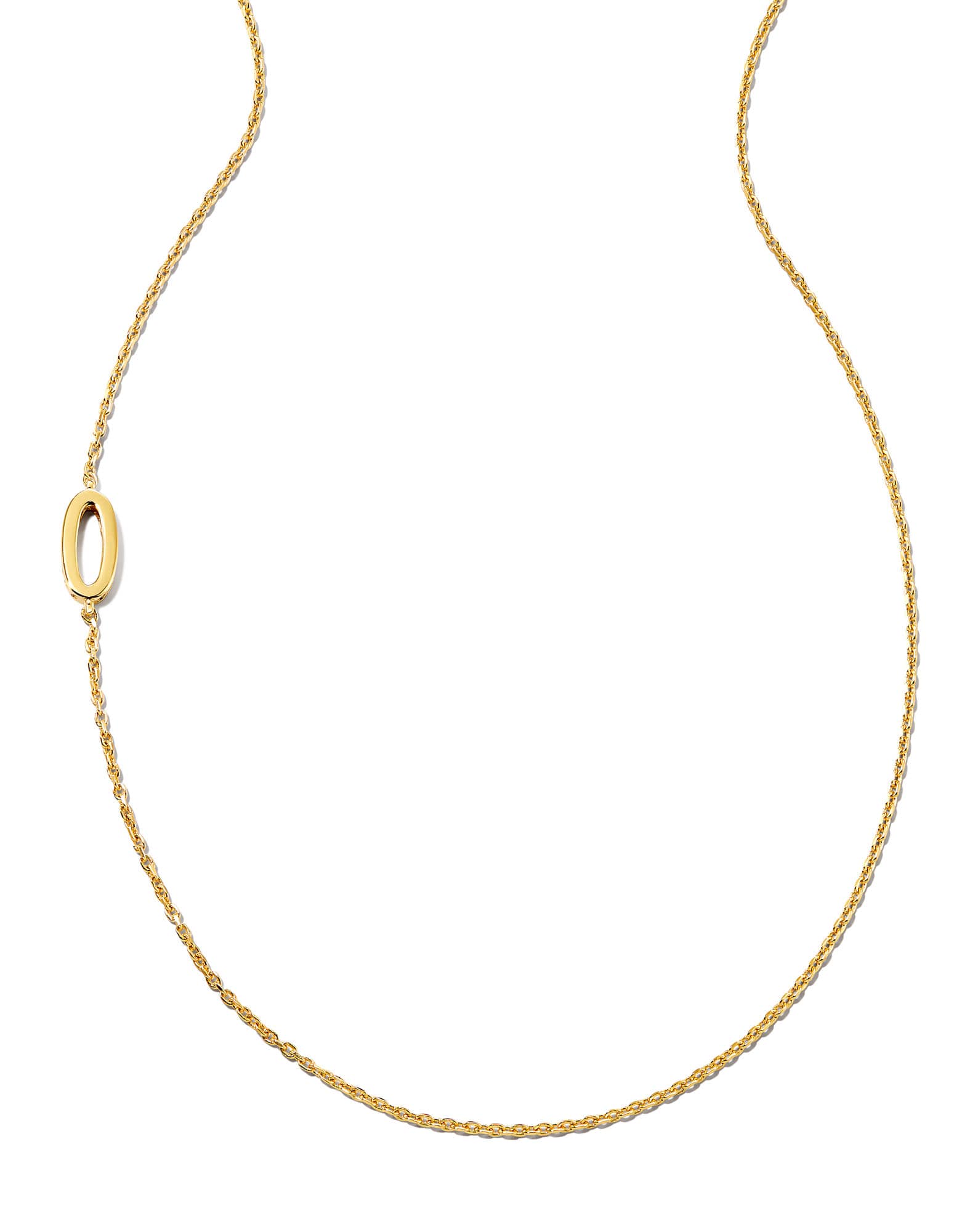 Letter O Inline Initial Necklace in 18k Gold Vermeil